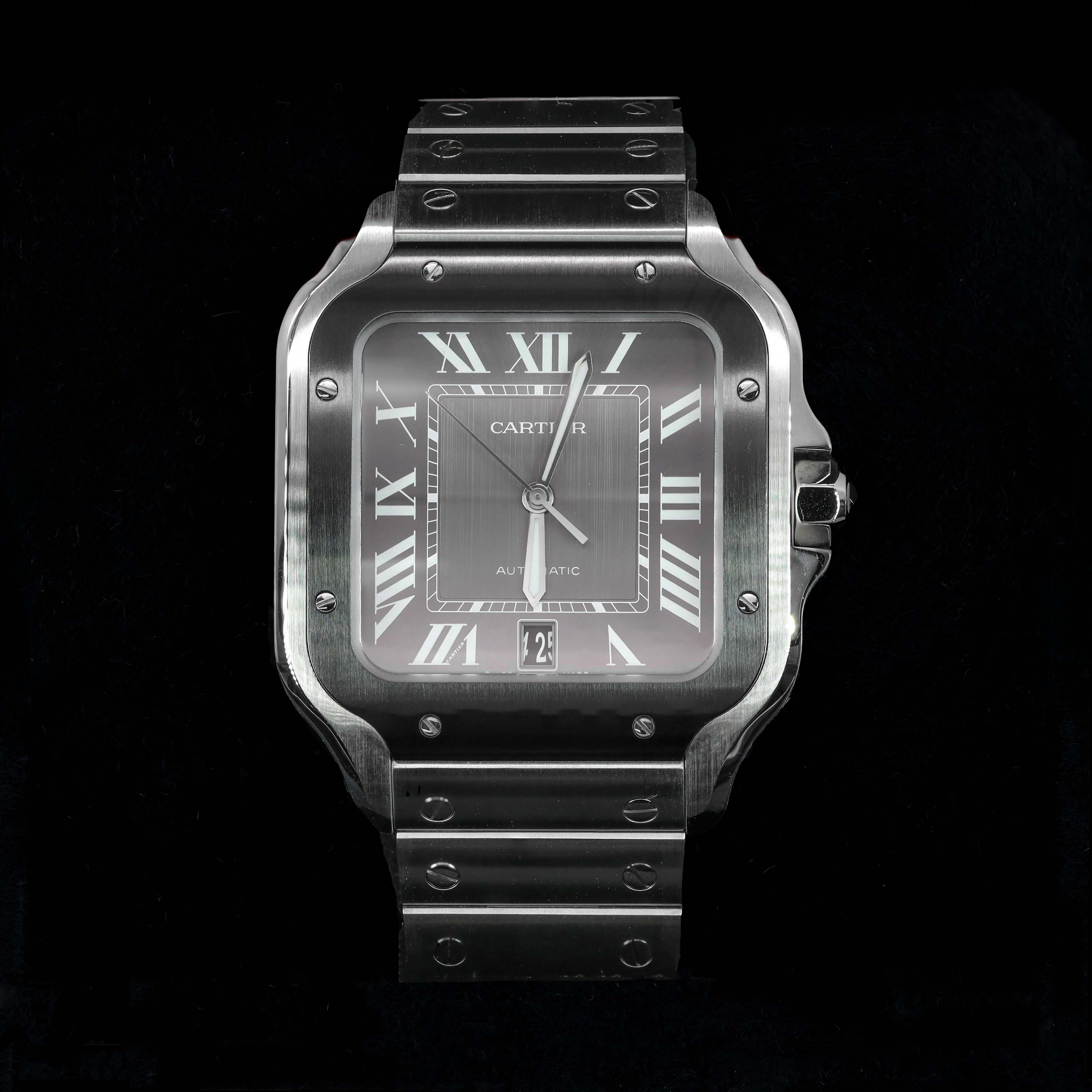 Santos De Cartier Watch Black Dial Large Model