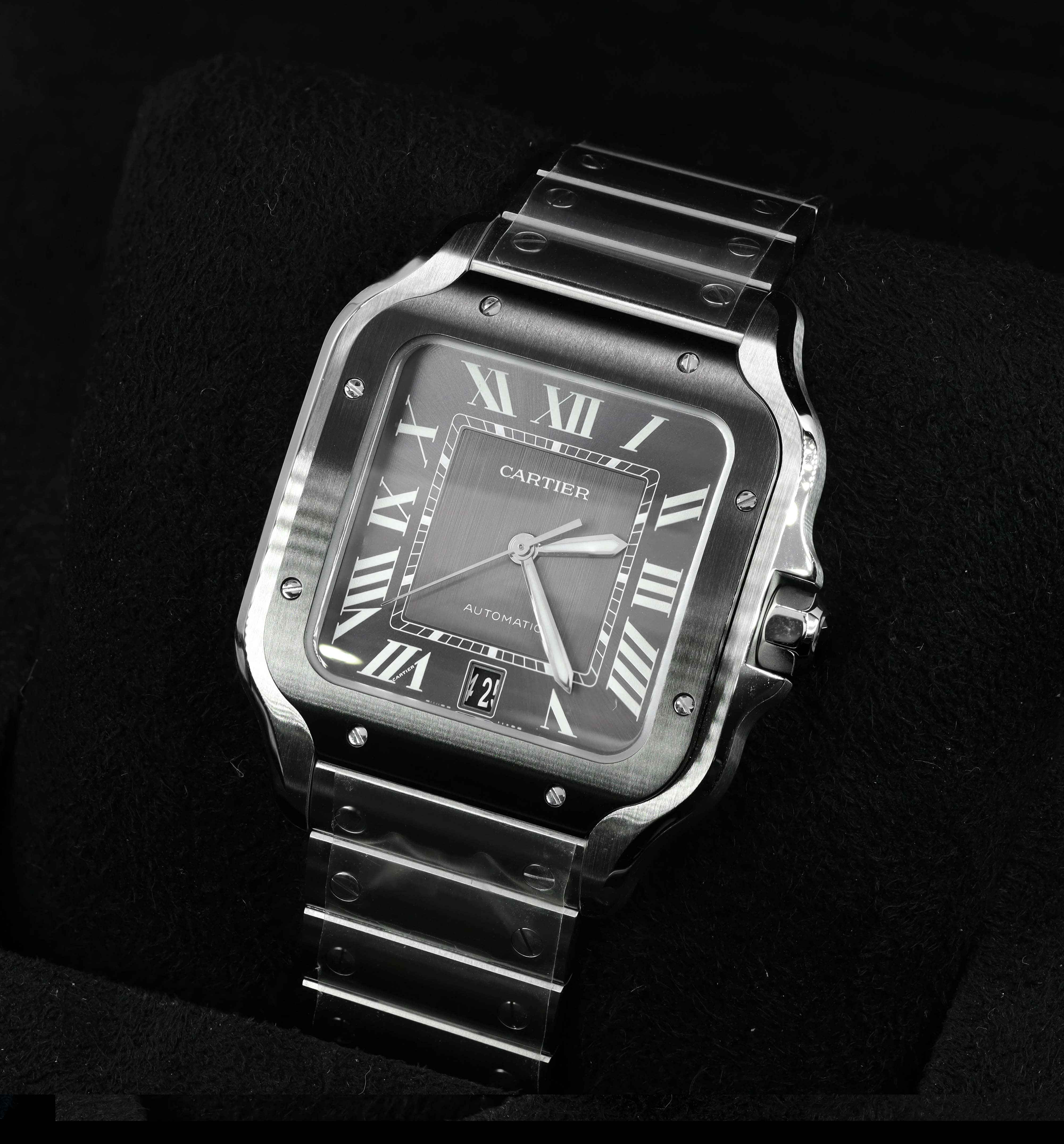 Santos De Cartier Watch Black Dial Large Model