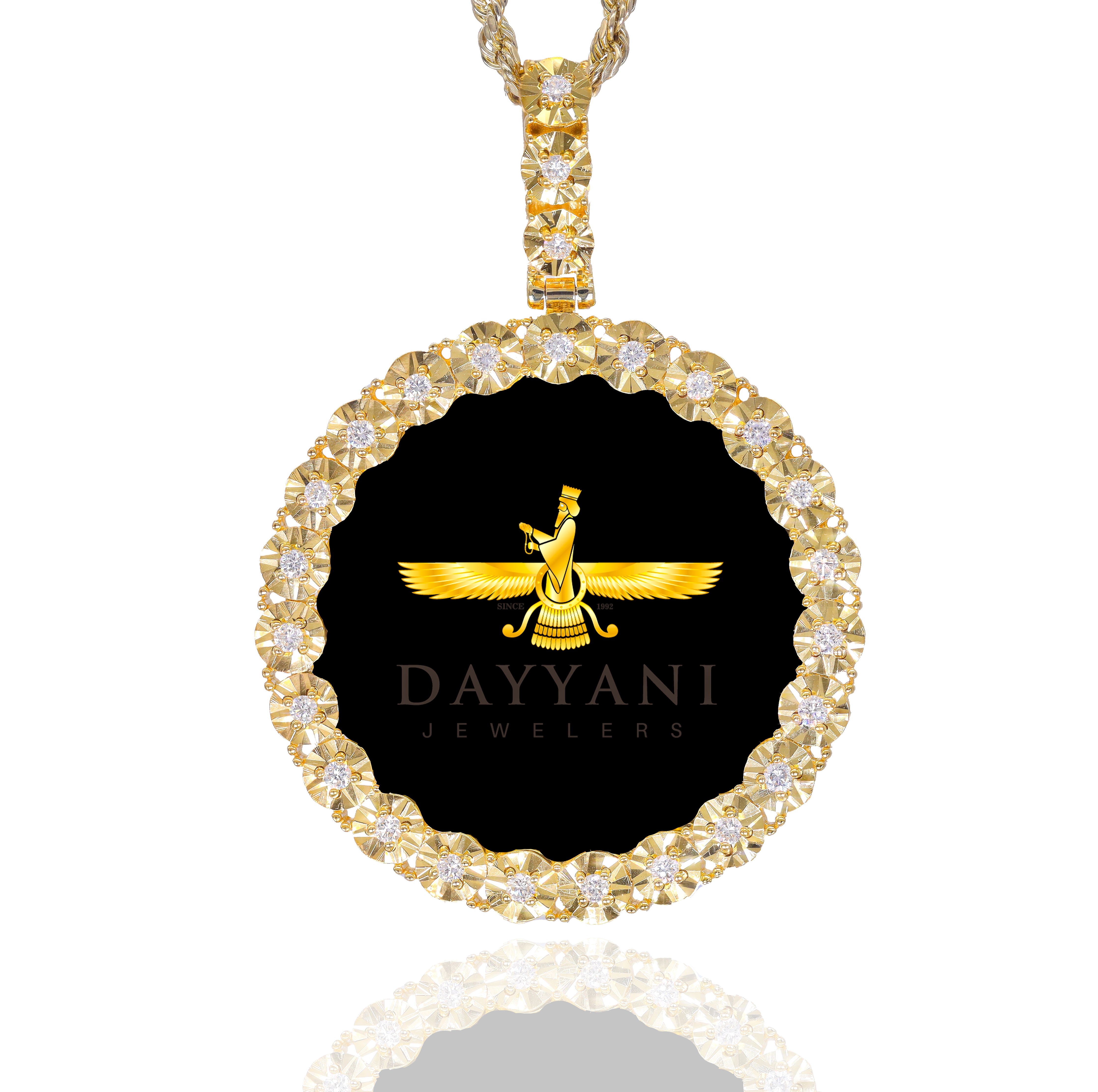 1.50 Inch Diamond Cut Round Memory Diamond Pendant