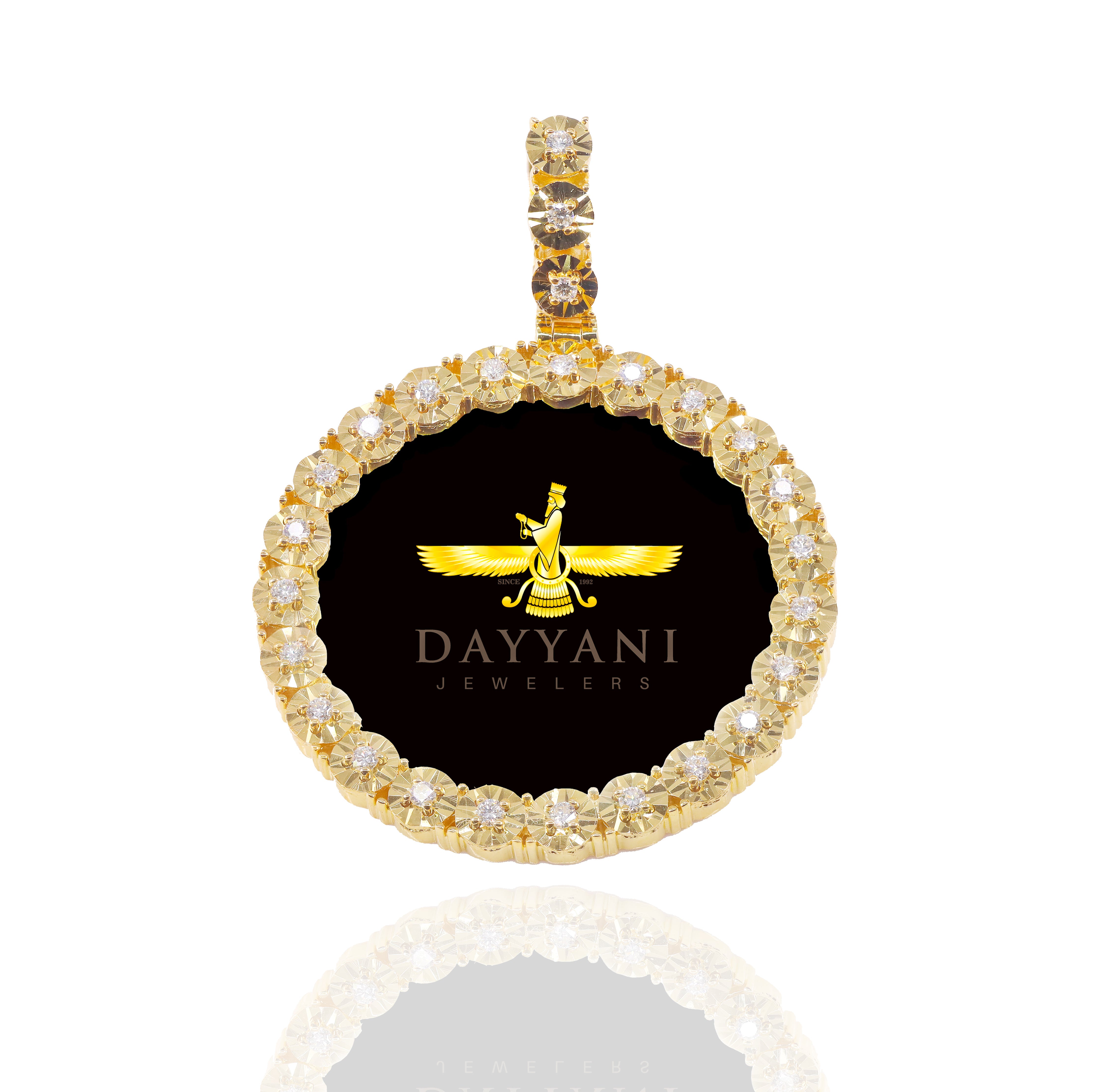 1.50 Inch Diamond Cut Round Memory Diamond Pendant