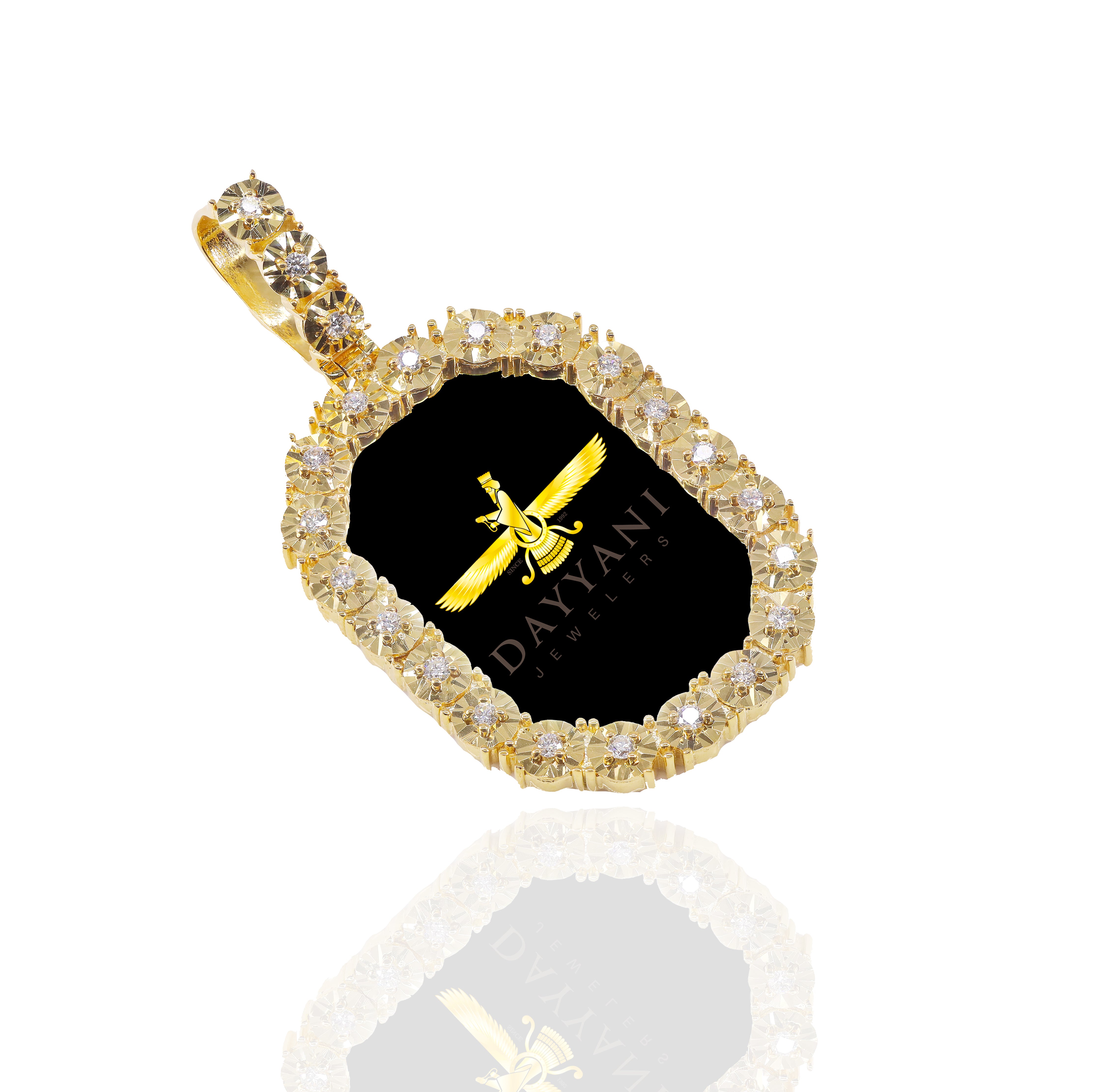 1.10 Inch Oval Diamond Cut Diamond Memory Pendant