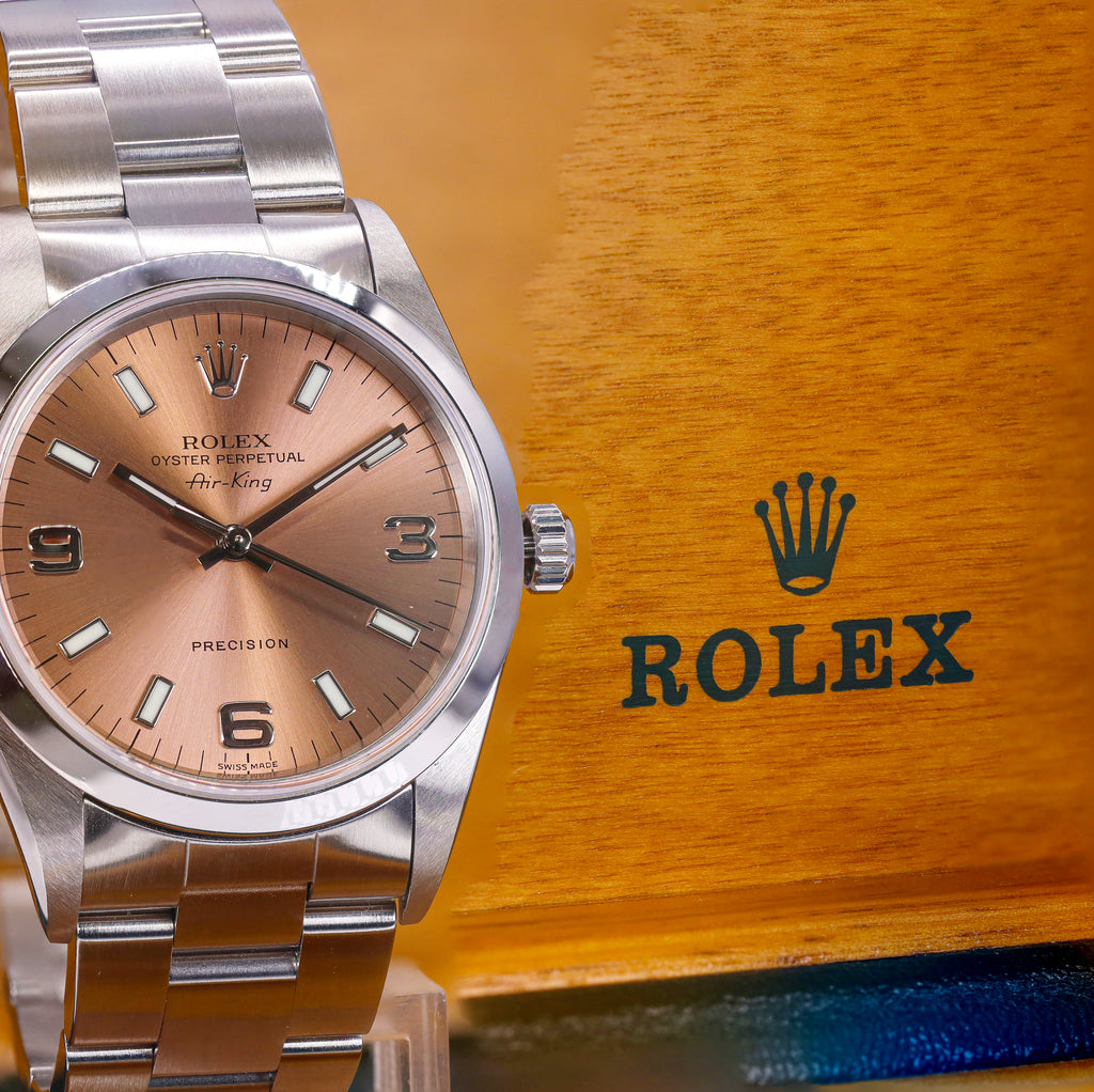 Rolex 14000 Air King 34mm Salmon Dial