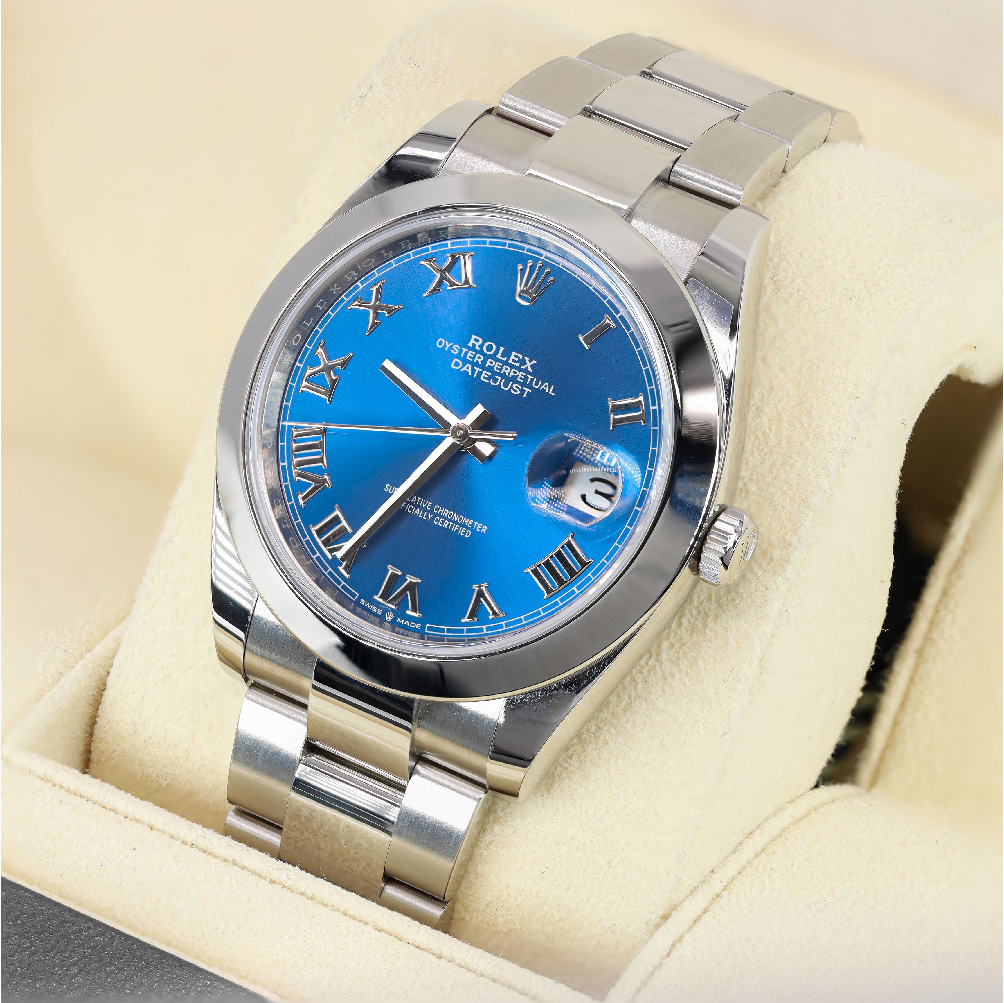 Rolex 126300 DateJust Azzuro Blue Roman Dial 41mm