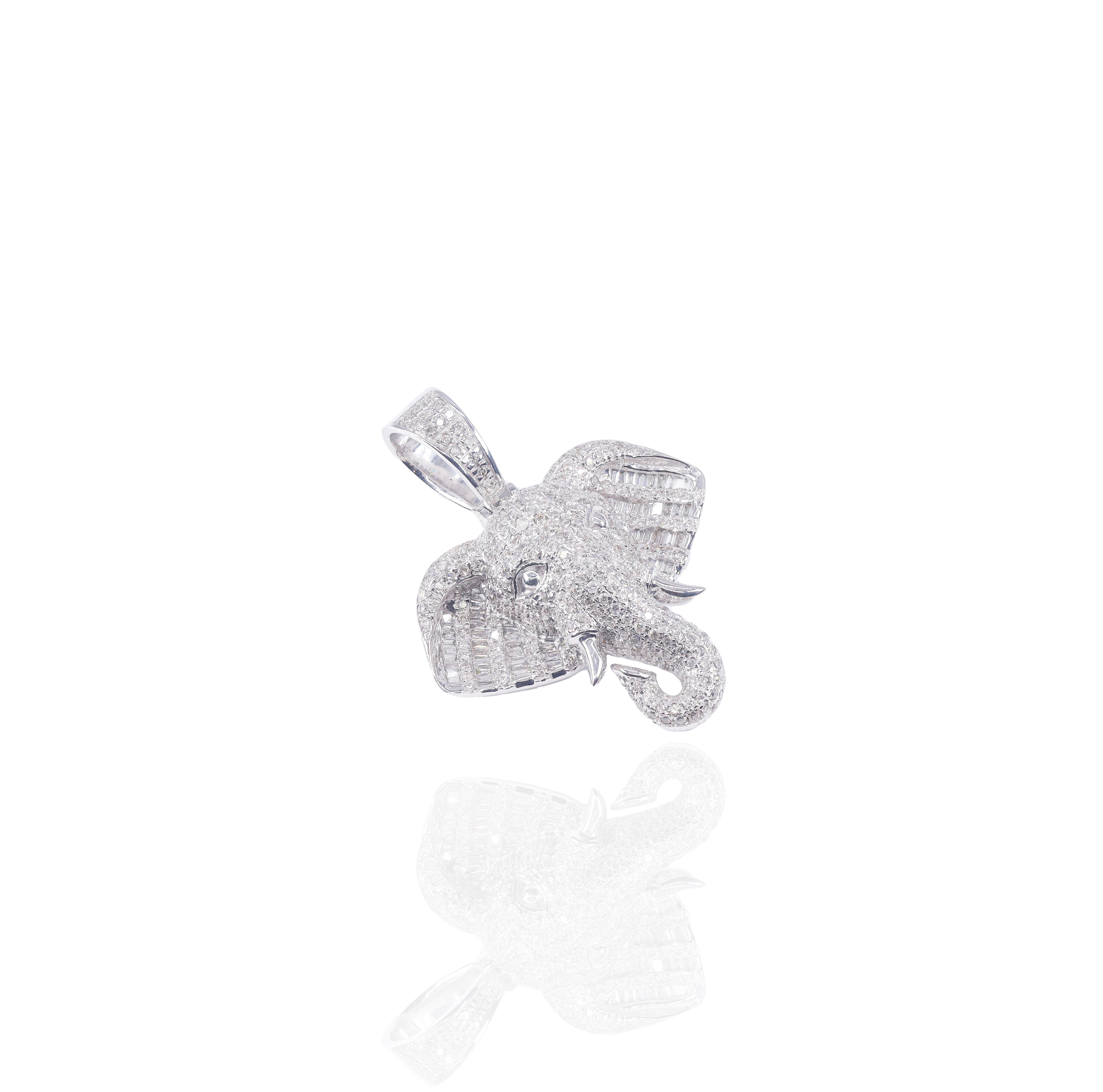 3D Diamond Elephant Pendant