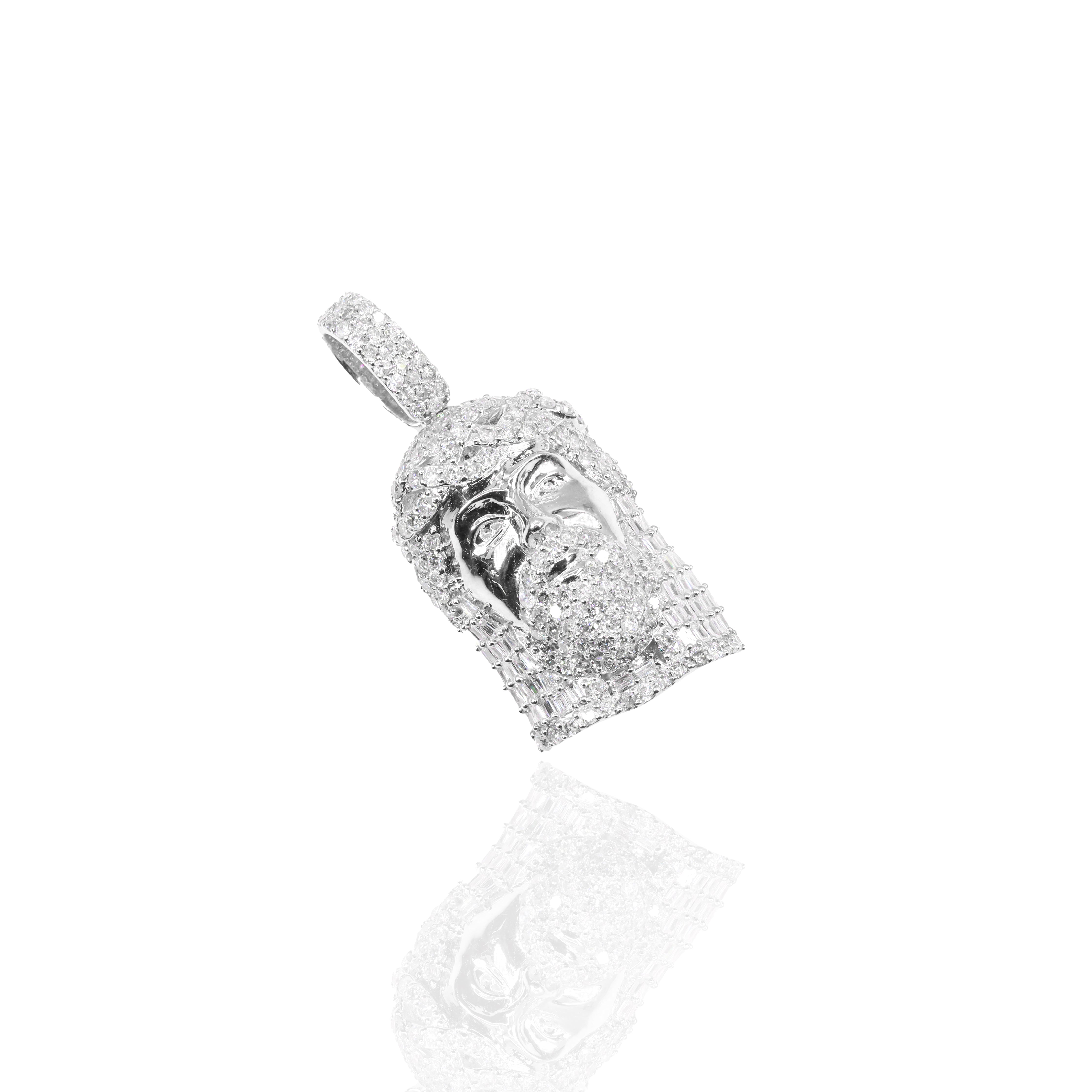 Baguette & Round Jesus Diamond Pendant
