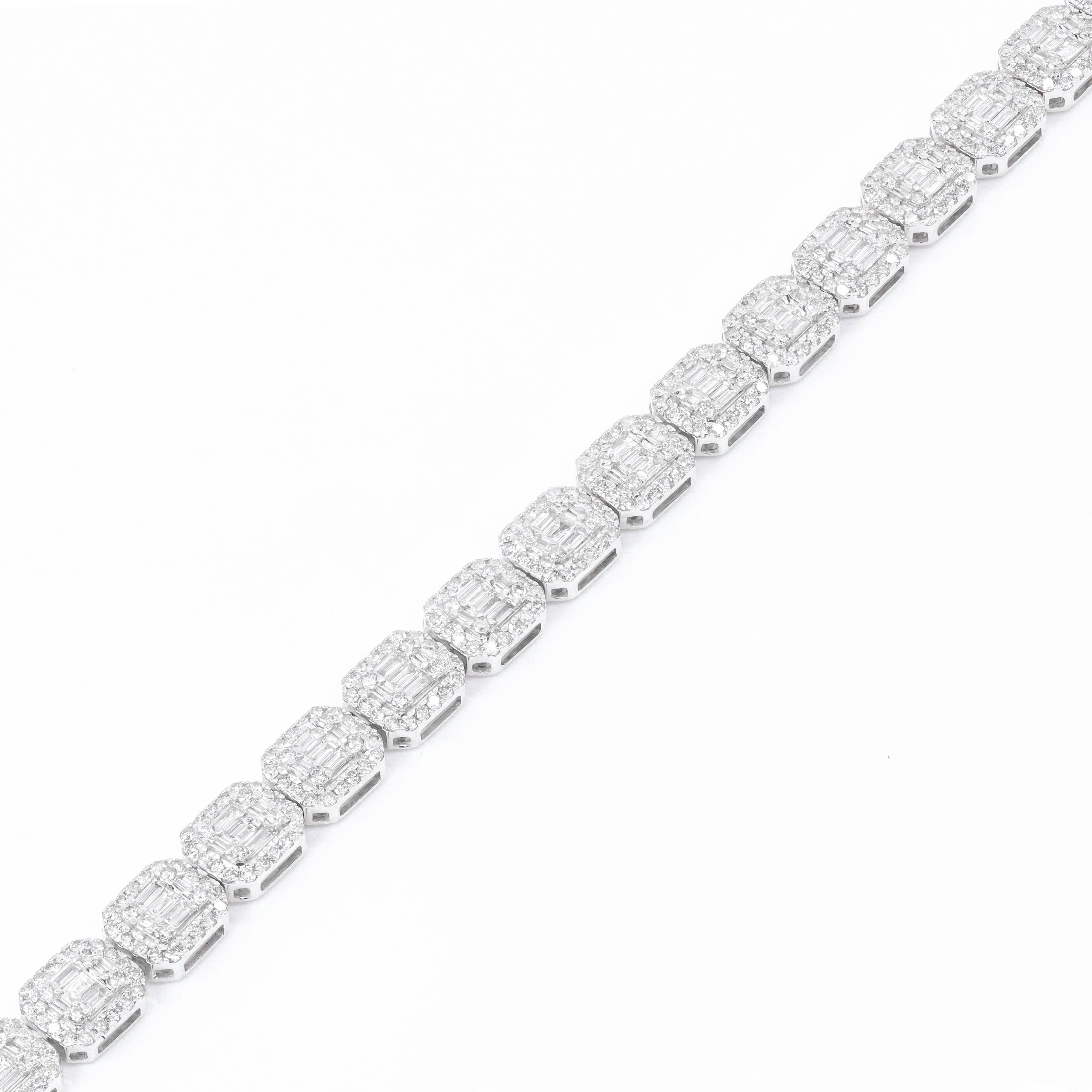 Square Baguette Diamond Tennis Link Chain