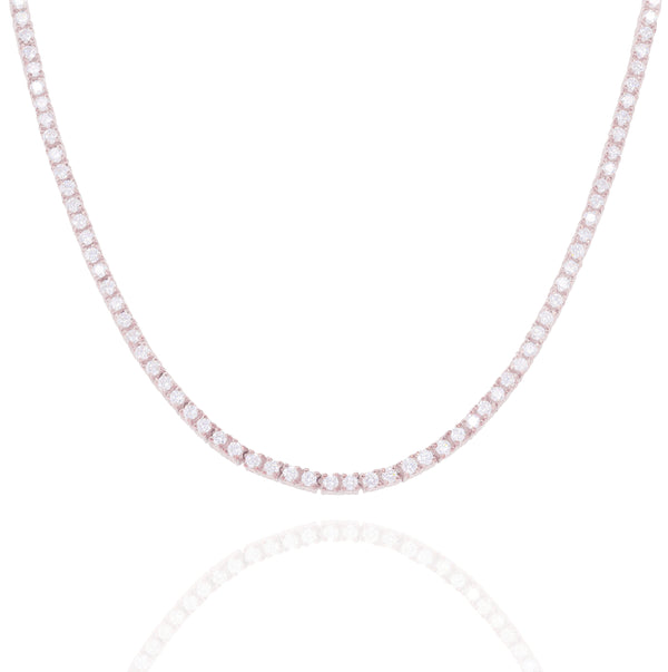 4-Pointer Rose Gold Natural Diamond Tennis Chain image