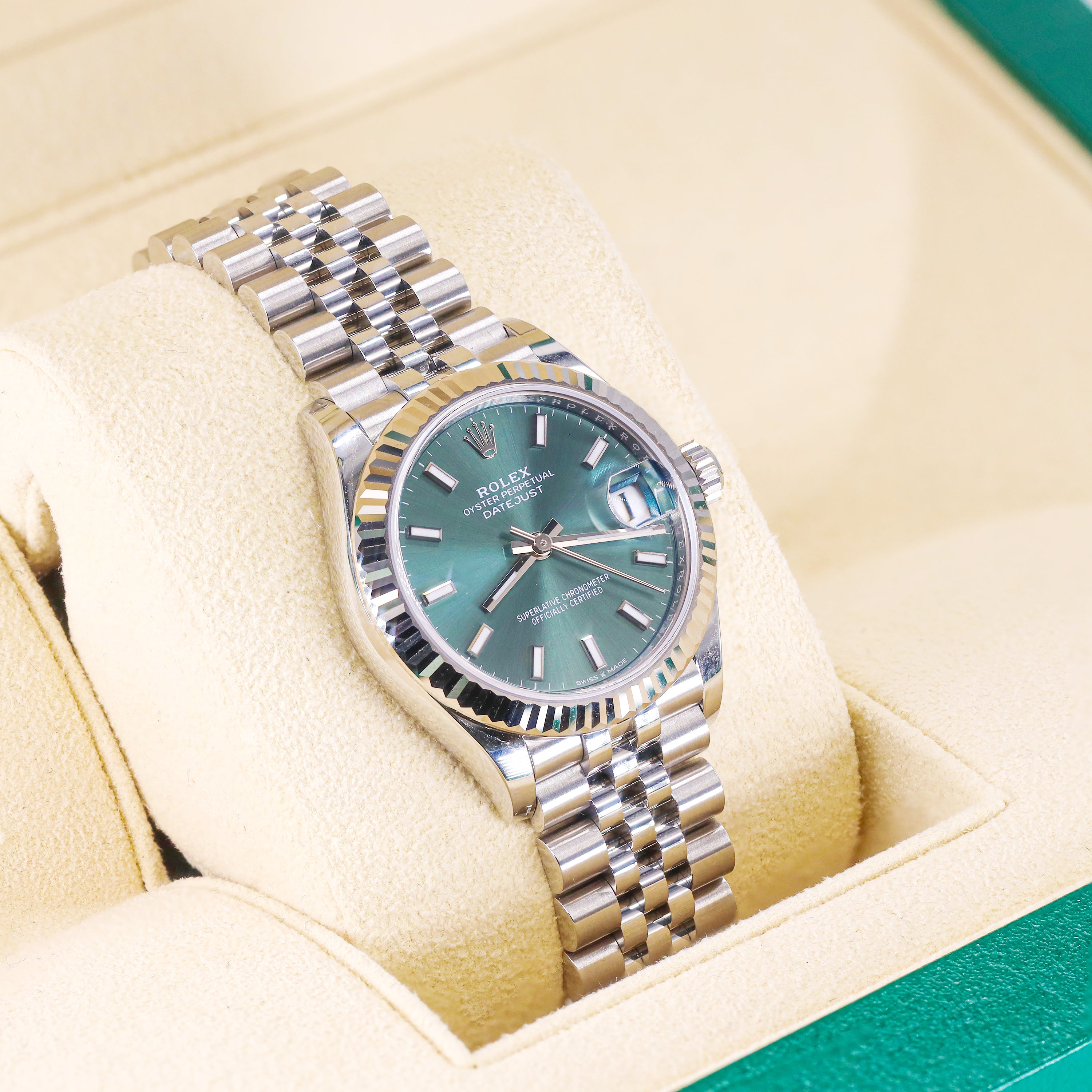Rolex 278274 Datejust 31mm Green Stick Dial