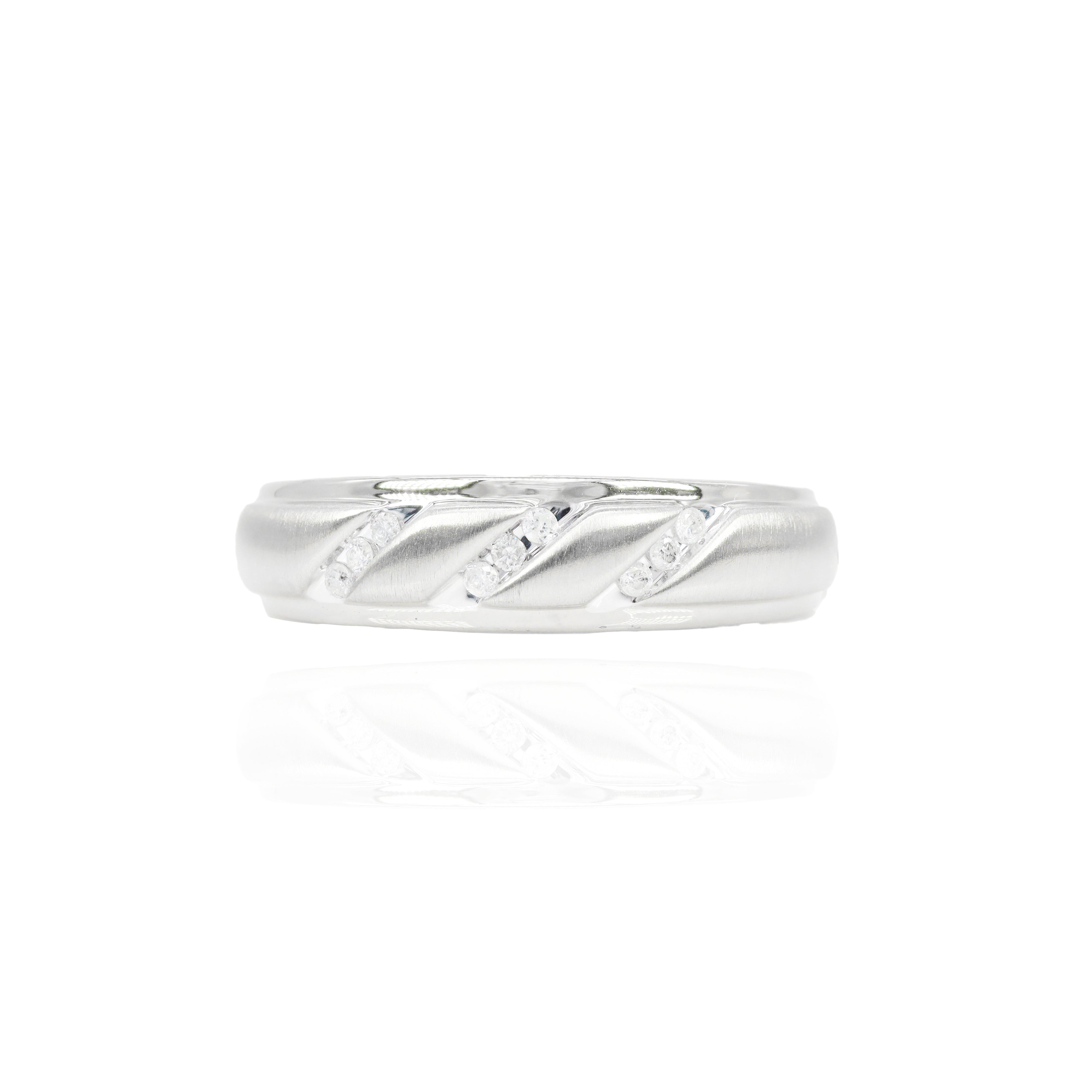 3 Row Diamond White Gold Men's Band