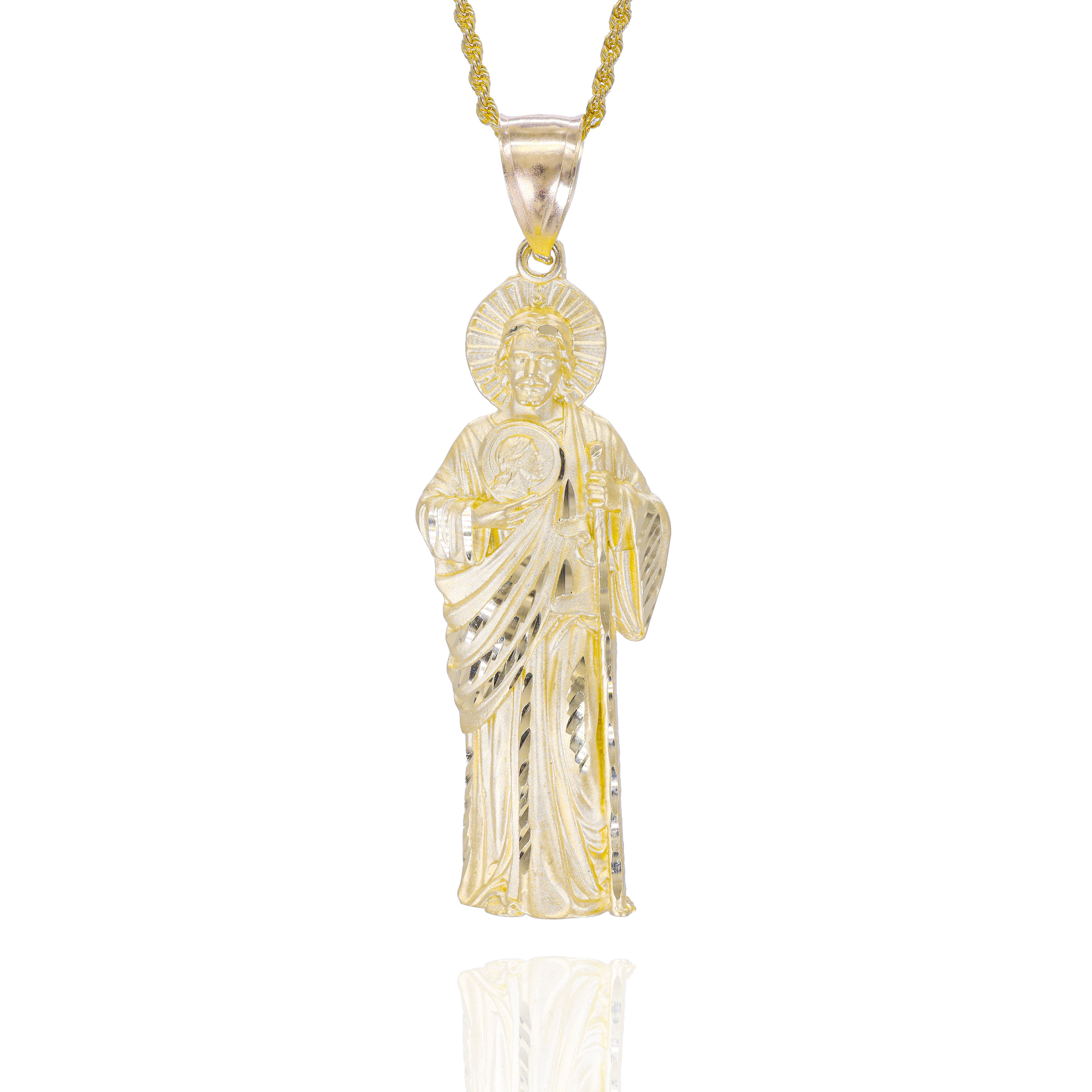Sculptural Saint Jude Gold Pendant