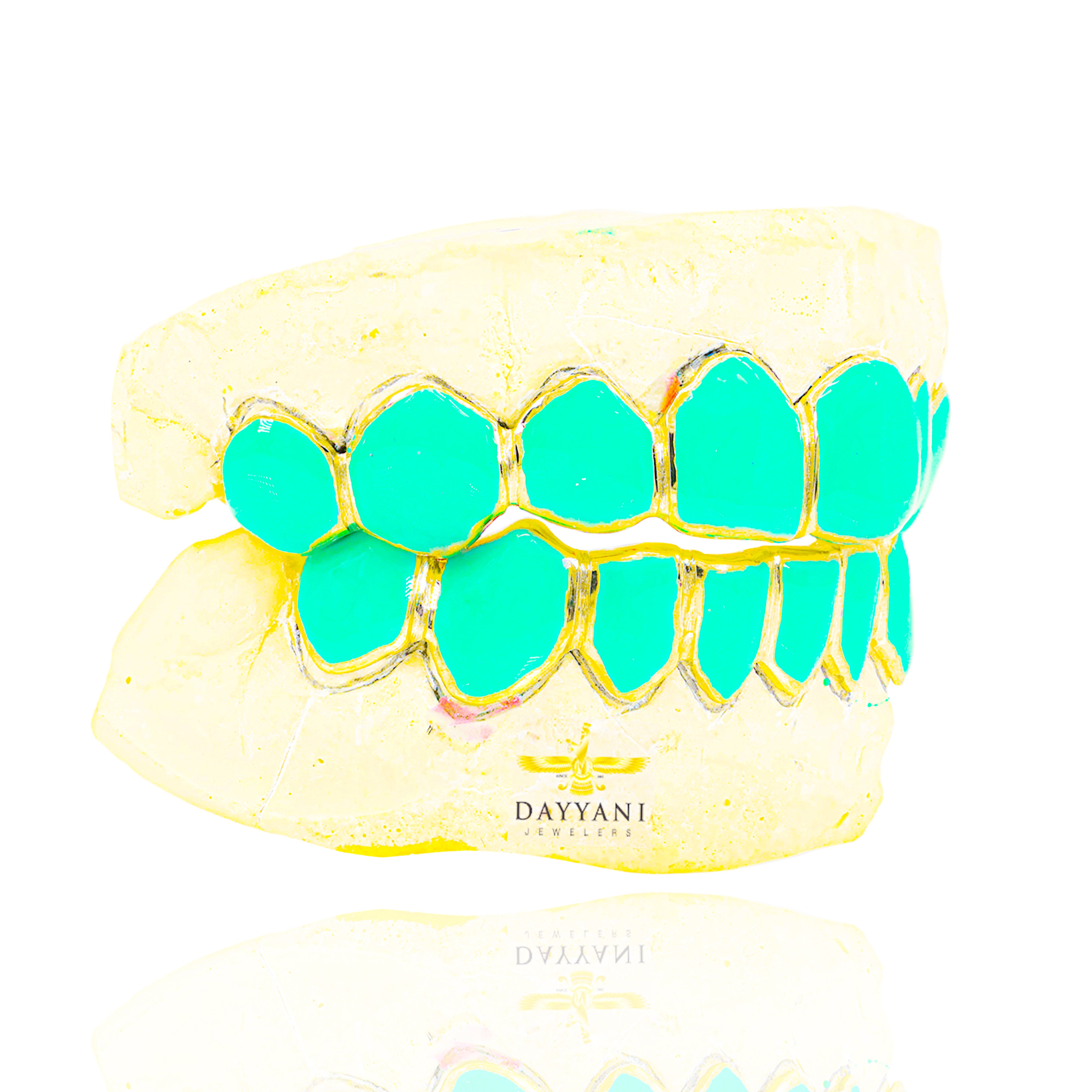 Custom Colored Enamel Gold Grillz