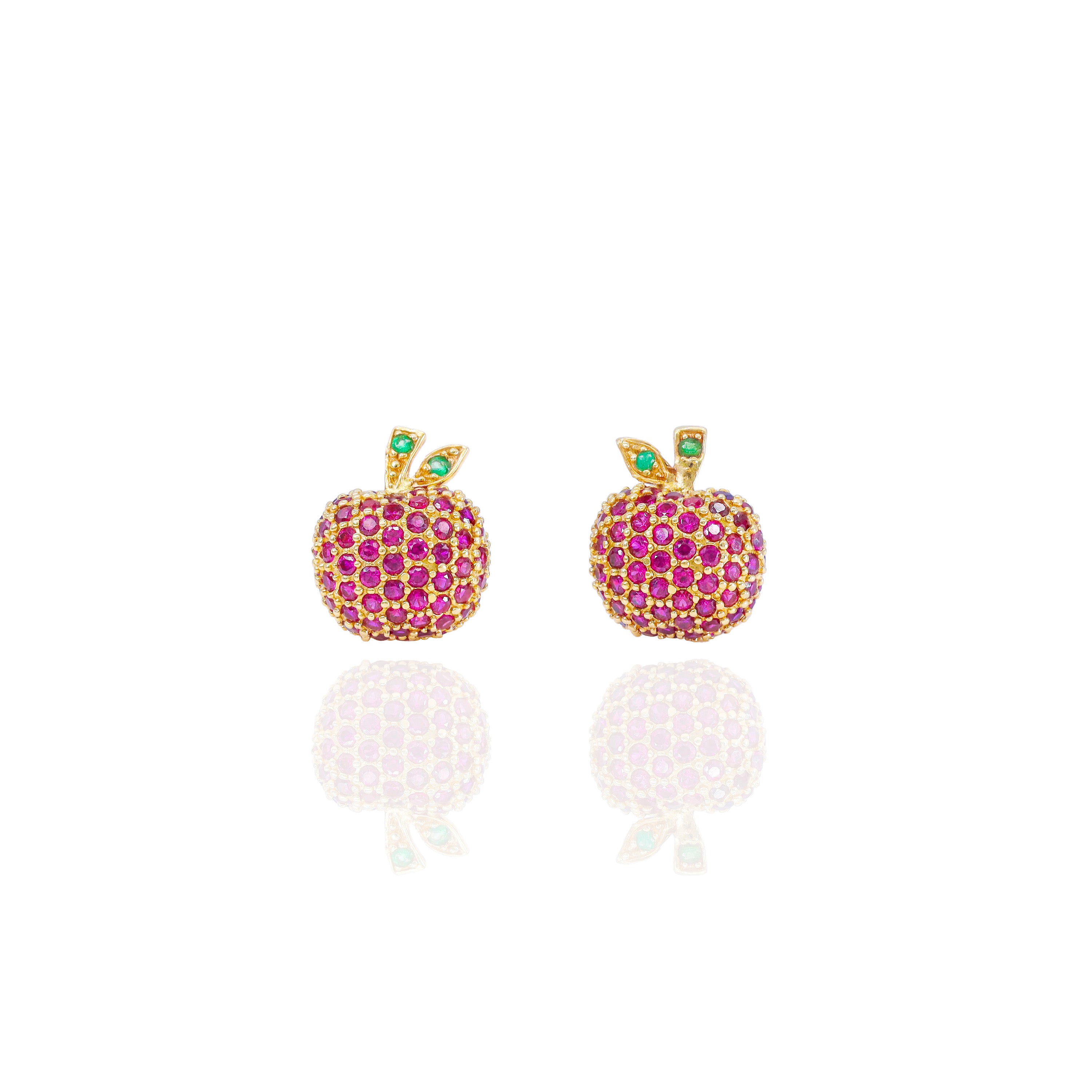 Apple Red Ruby Earrings