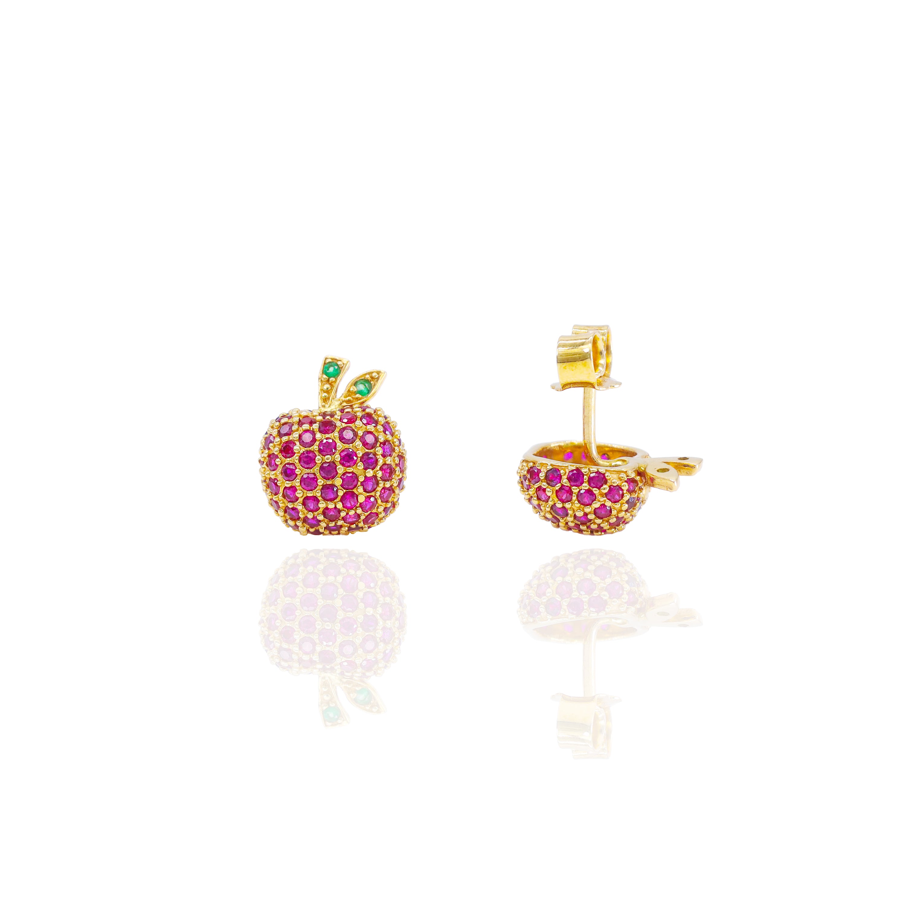 Apple Red Ruby Earrings