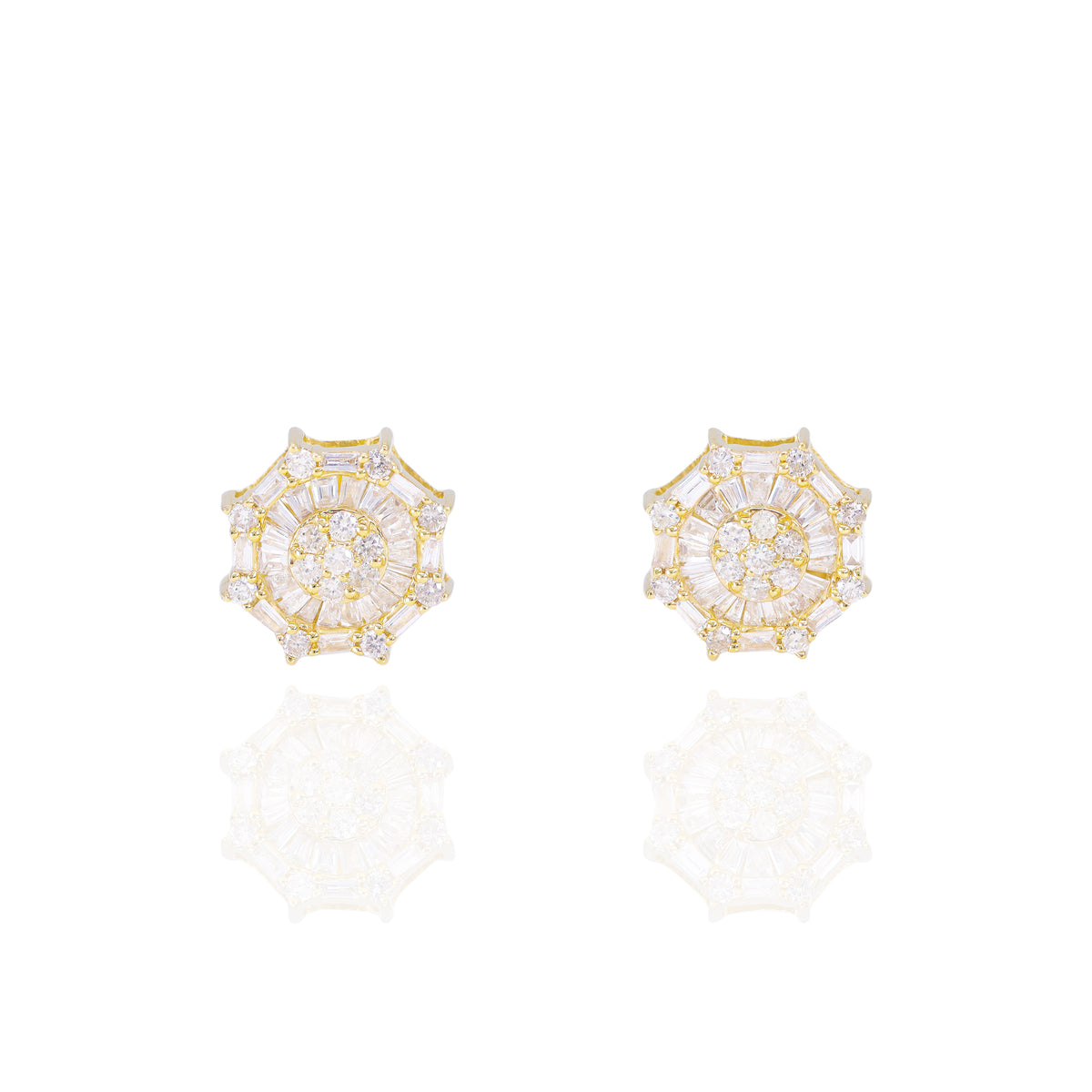 Spiked Cluster Baguette Chanel Set Diamond Earrings
