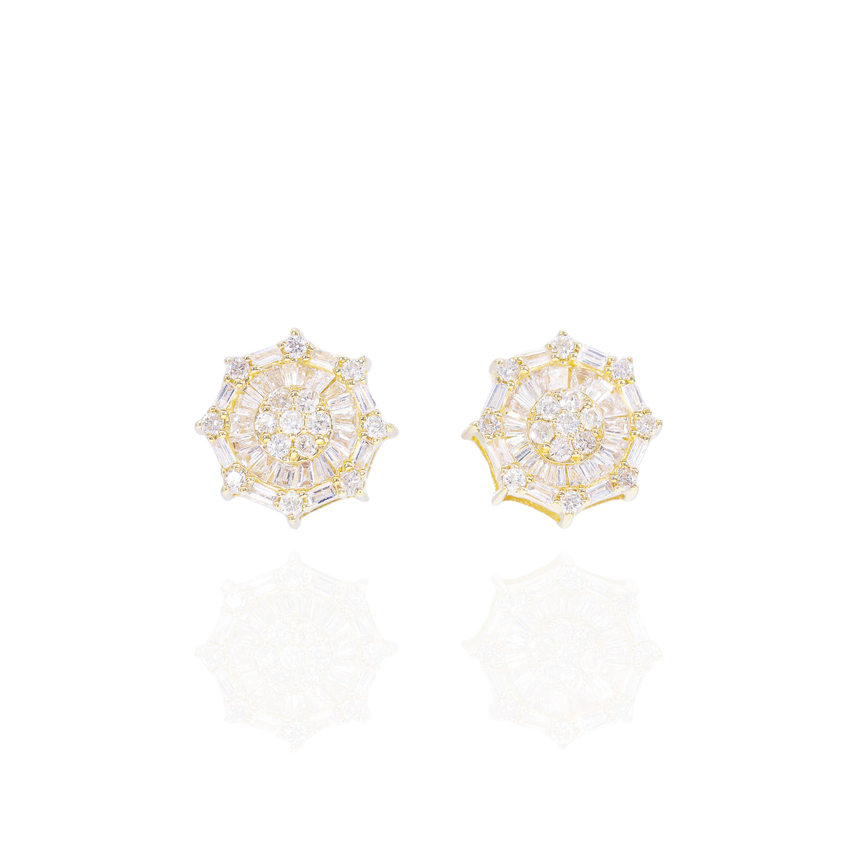 Spiked Cluster Baguette Chanel Set Diamond Earrings
