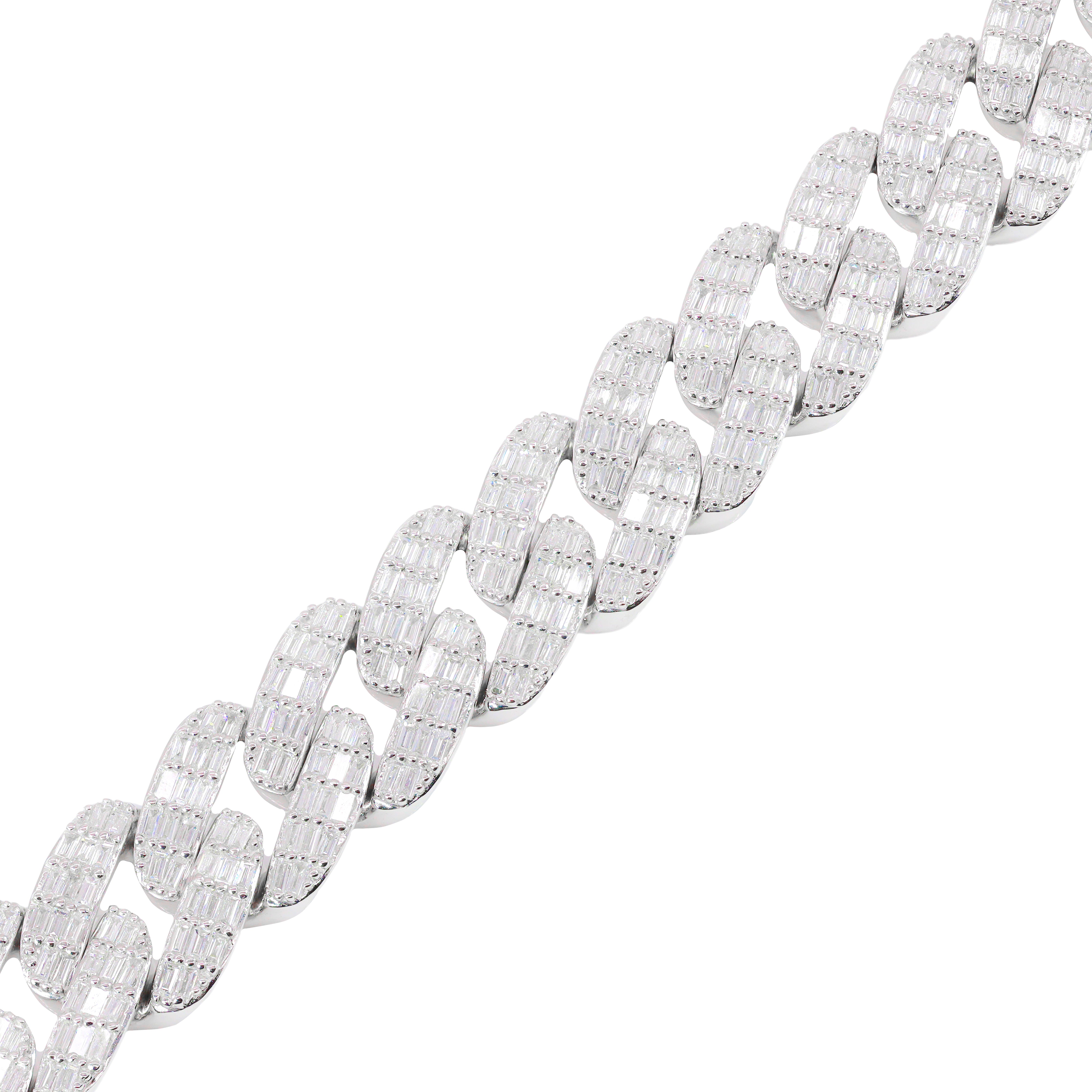 13mm Baguette Diamond Cuban Link Bracelet