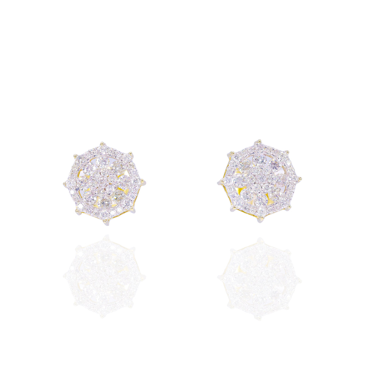 Spiked Cluster Chanel Set Diamond Earrings