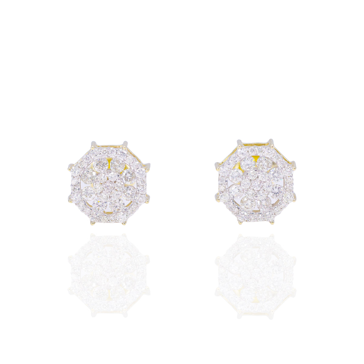 Spiked Cluster Chanel Set Diamond Earrings