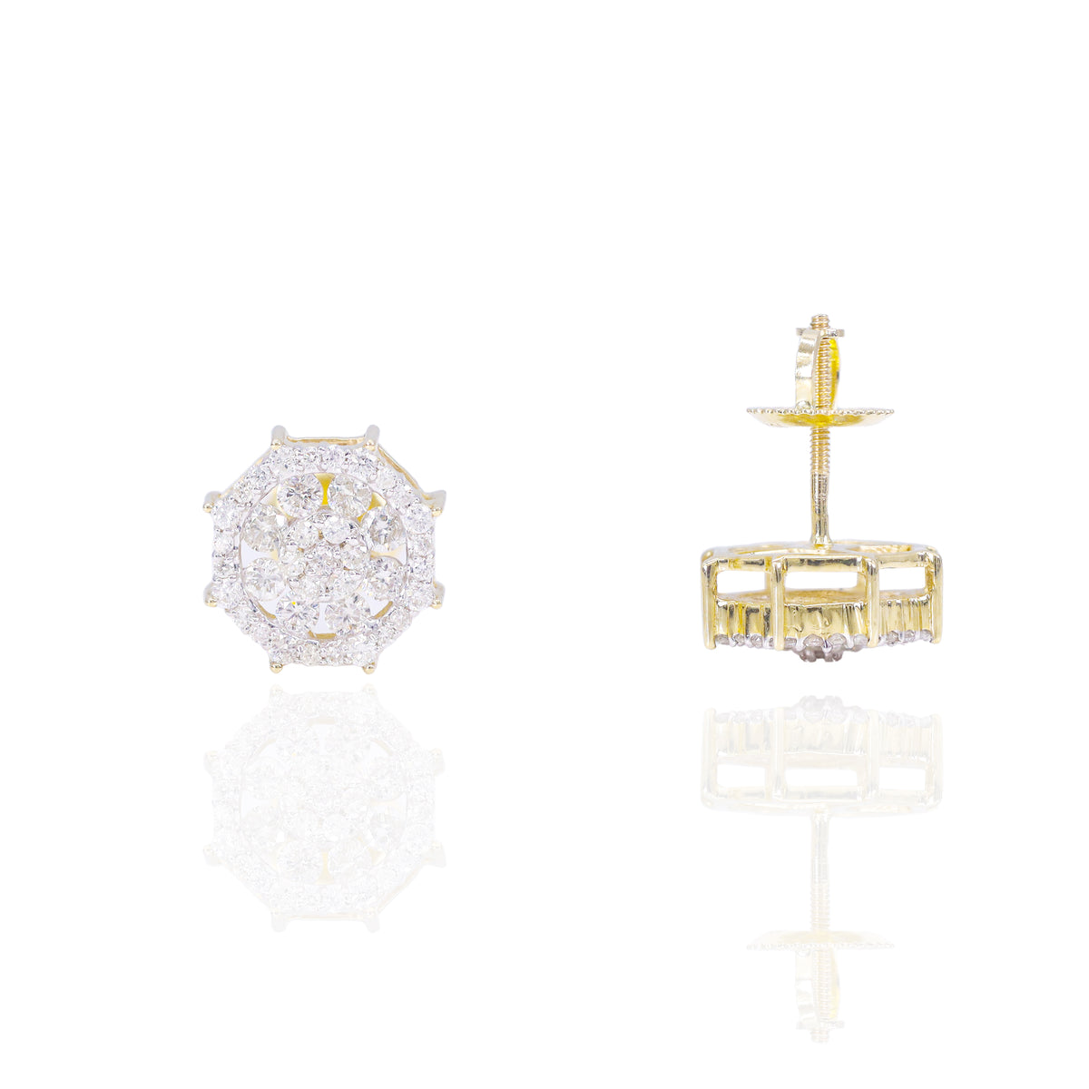 Spiked Cluster Chanel Set Diamond Earrings