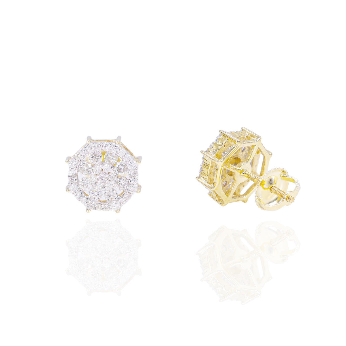 Spiked Cluster Chanel Set Diamond Earrings