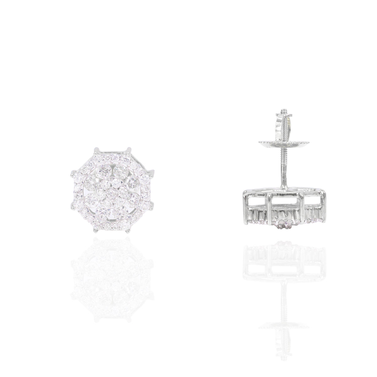 Spiked Cluster Chanel Set Diamond Earrings