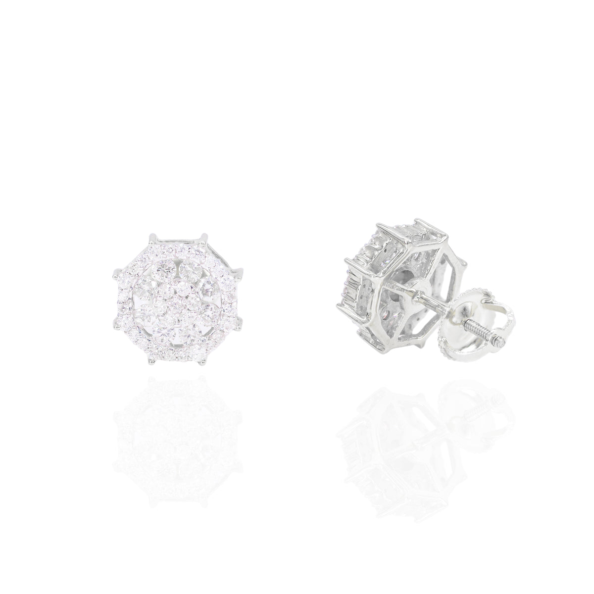 Spiked Cluster Chanel Set Diamond Earrings