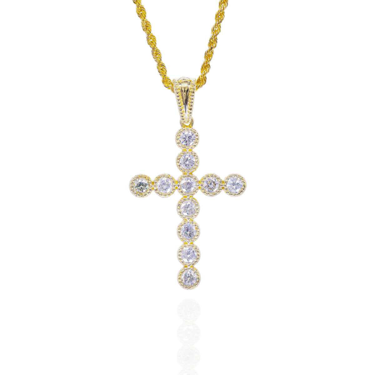 Bezel Set Diamond Cross Charm Pendant