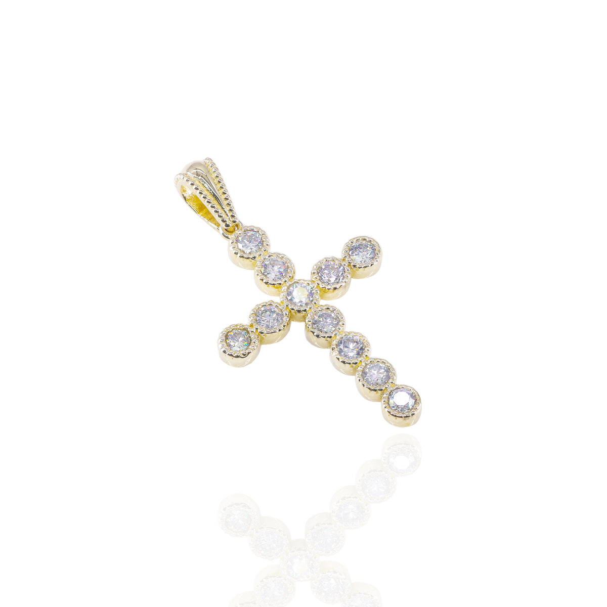 Bezel Set Diamond Cross Charm Pendant