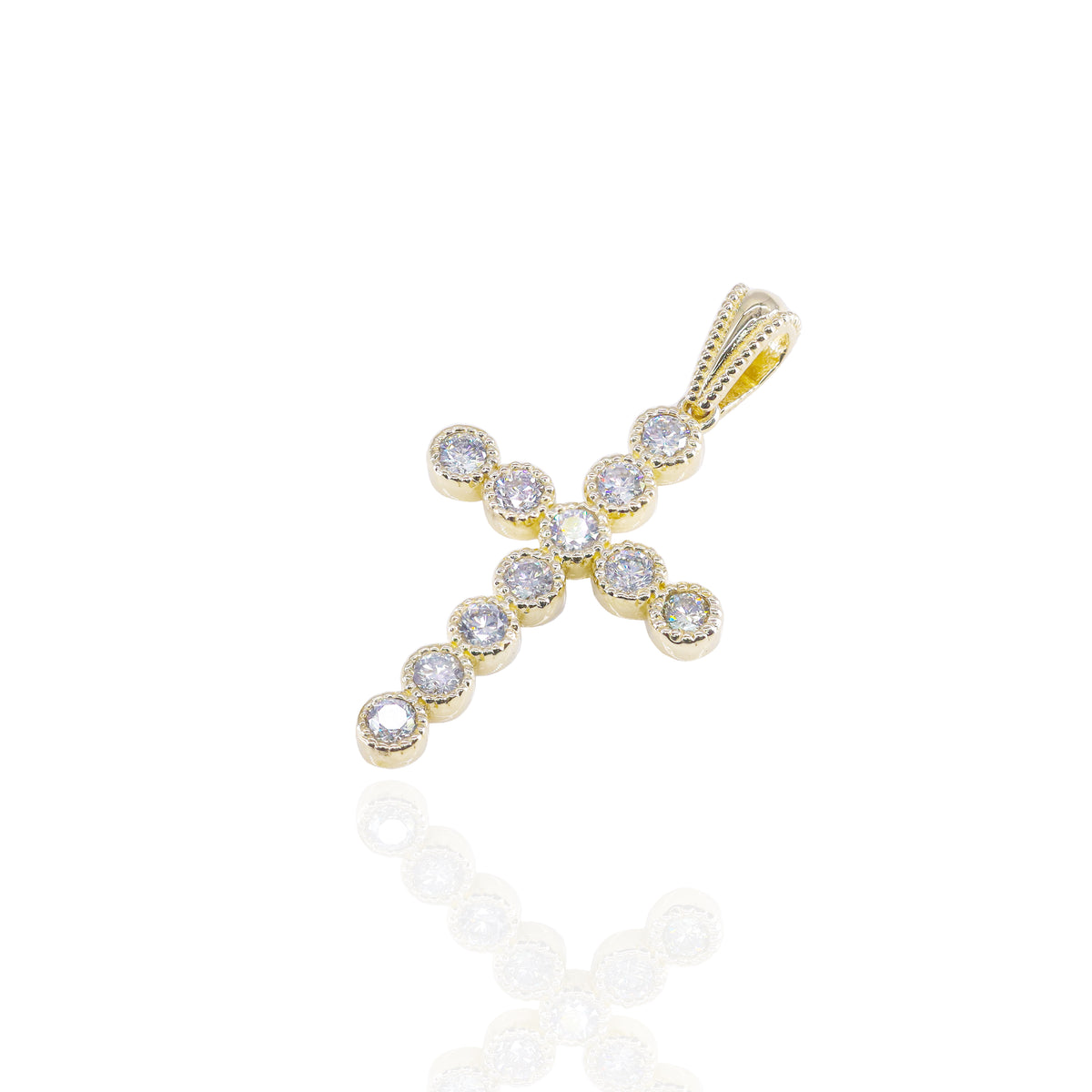 Bezel Set Diamond Cross Charm Pendant