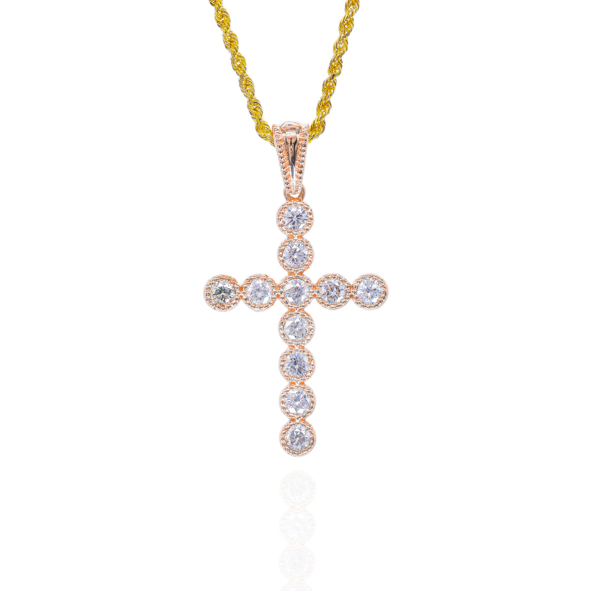 Bezel Set Diamond Cross Charm Pendant