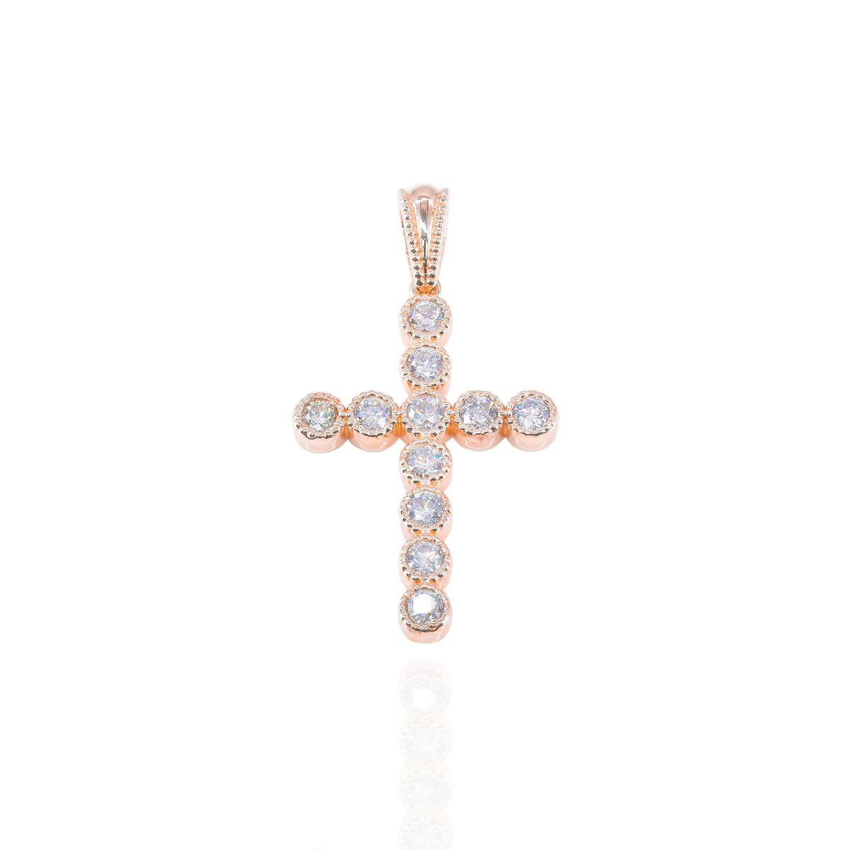 Bezel Set Diamond Cross Charm Pendant