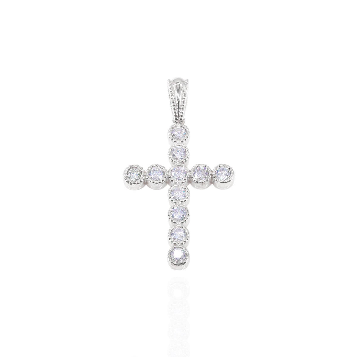 Bezel Set Diamond Cross Charm Pendant