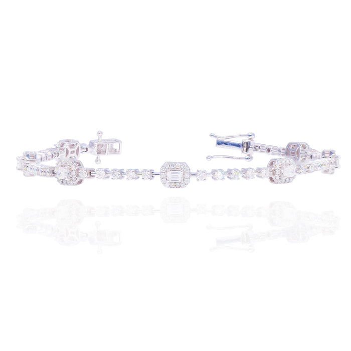 Emerald Shaped with Round Diamond Tennis Bracelet image