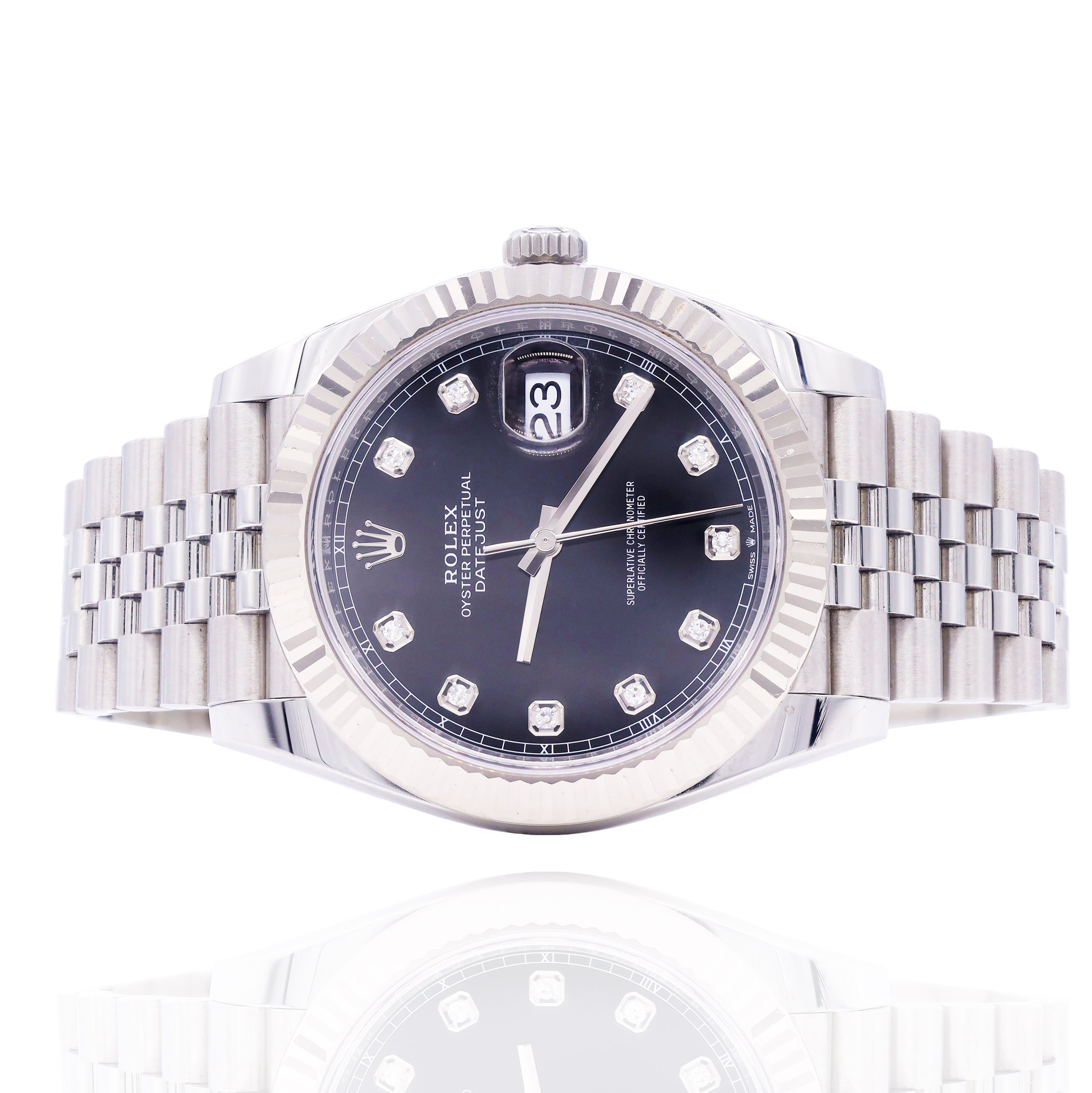 Rolex 126334 Datejust 41mm Diamond Black Dial Fluted Bezel