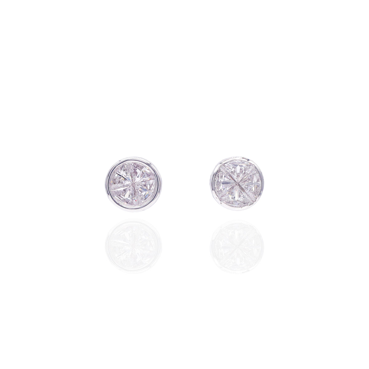 Bezel Set Trillion Cut Diamond Stud Earrings
