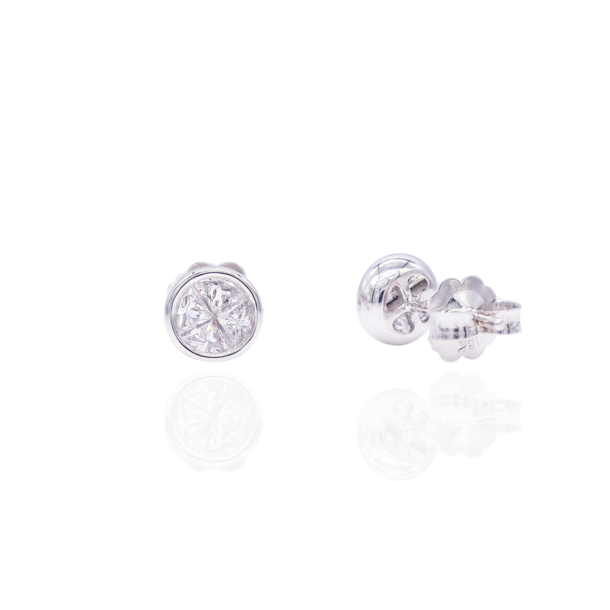 Bezel Set Trillion Cut Diamond Stud Earrings