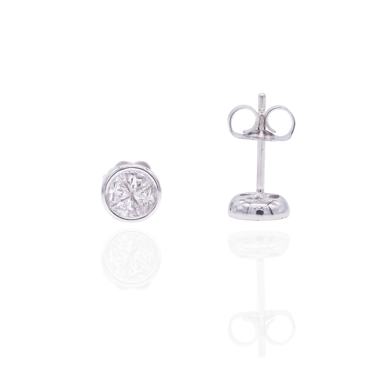 Bezel Set Trillion Cut Diamond Stud Earrings