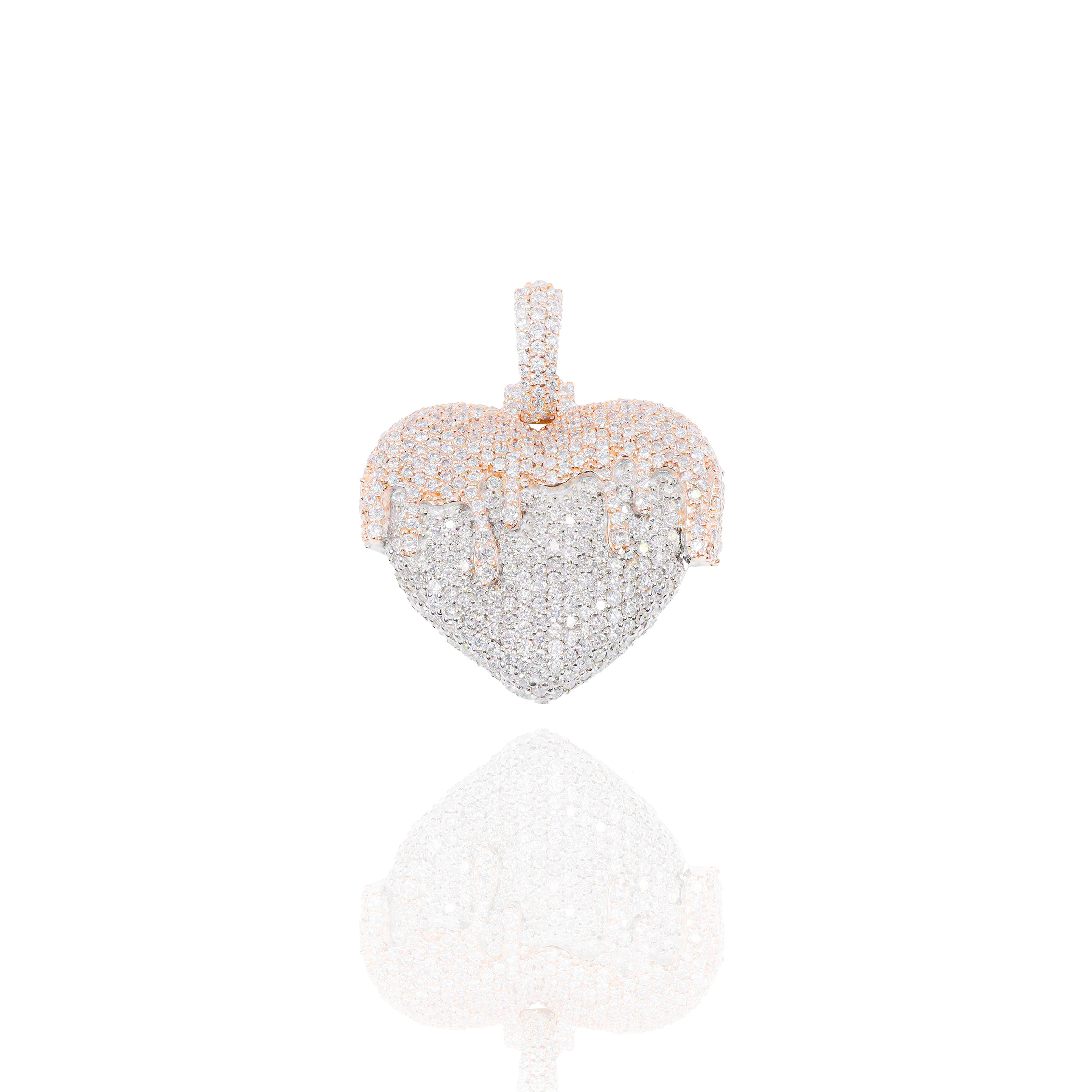 Two-Tone Drip Heart Diamond Pendant