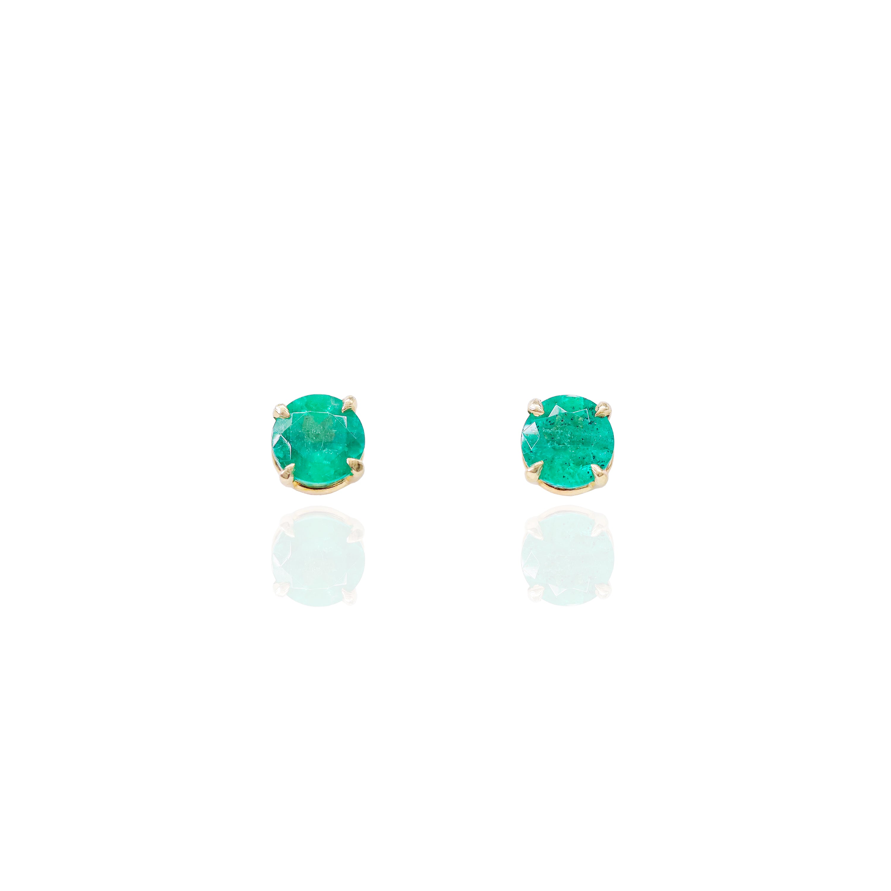 Natural Green Emerald Stud Earrings