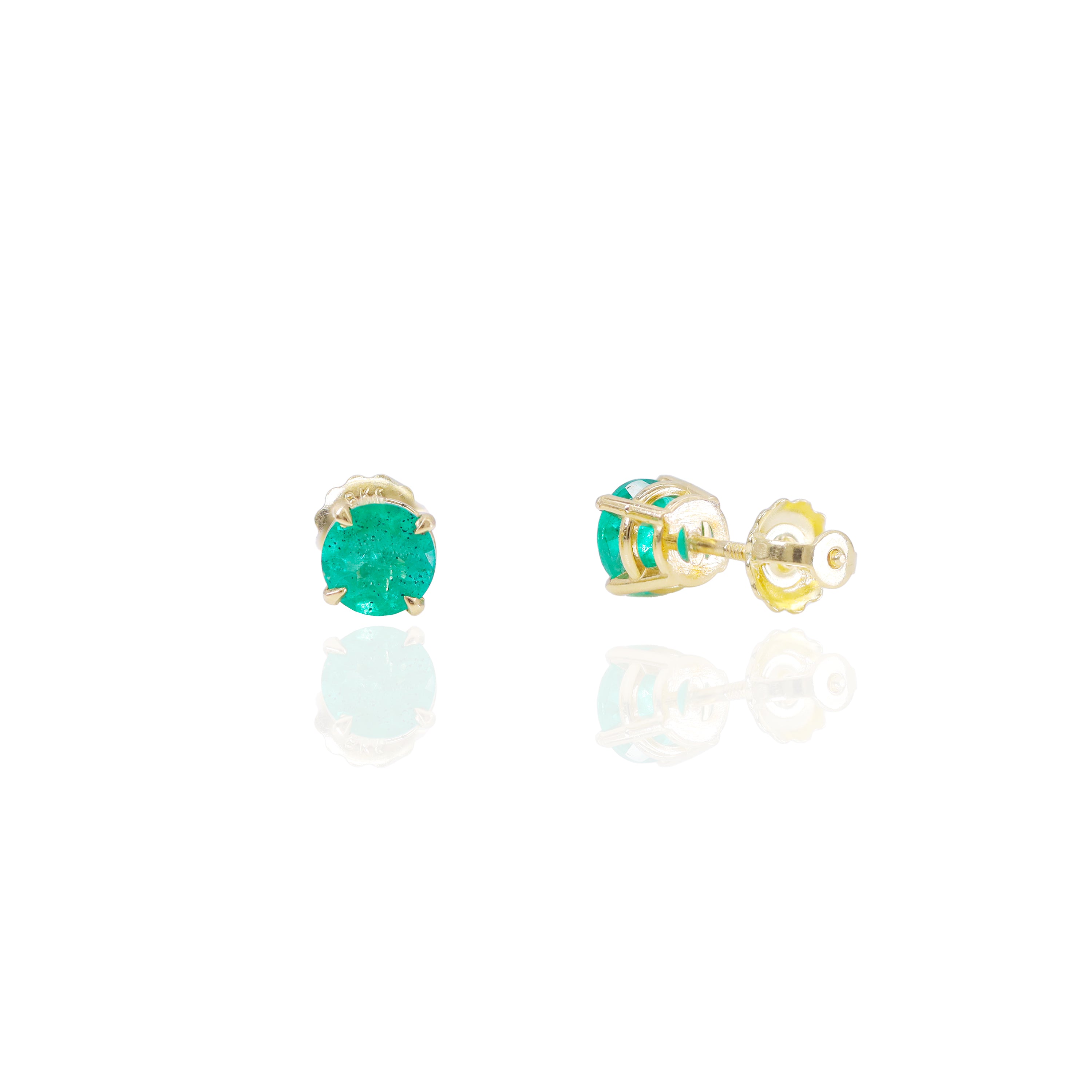 Natural Green Emerald Stud Earrings