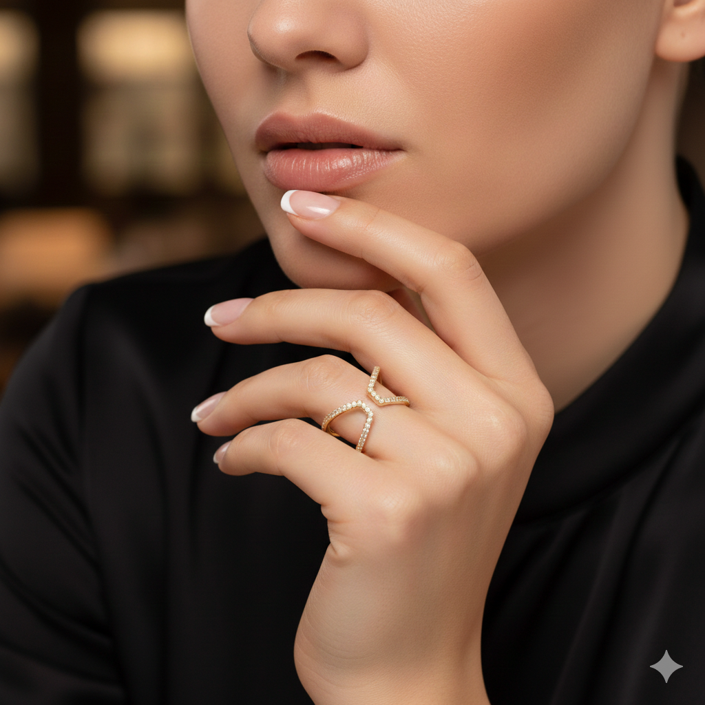 Open X Diamond Ring