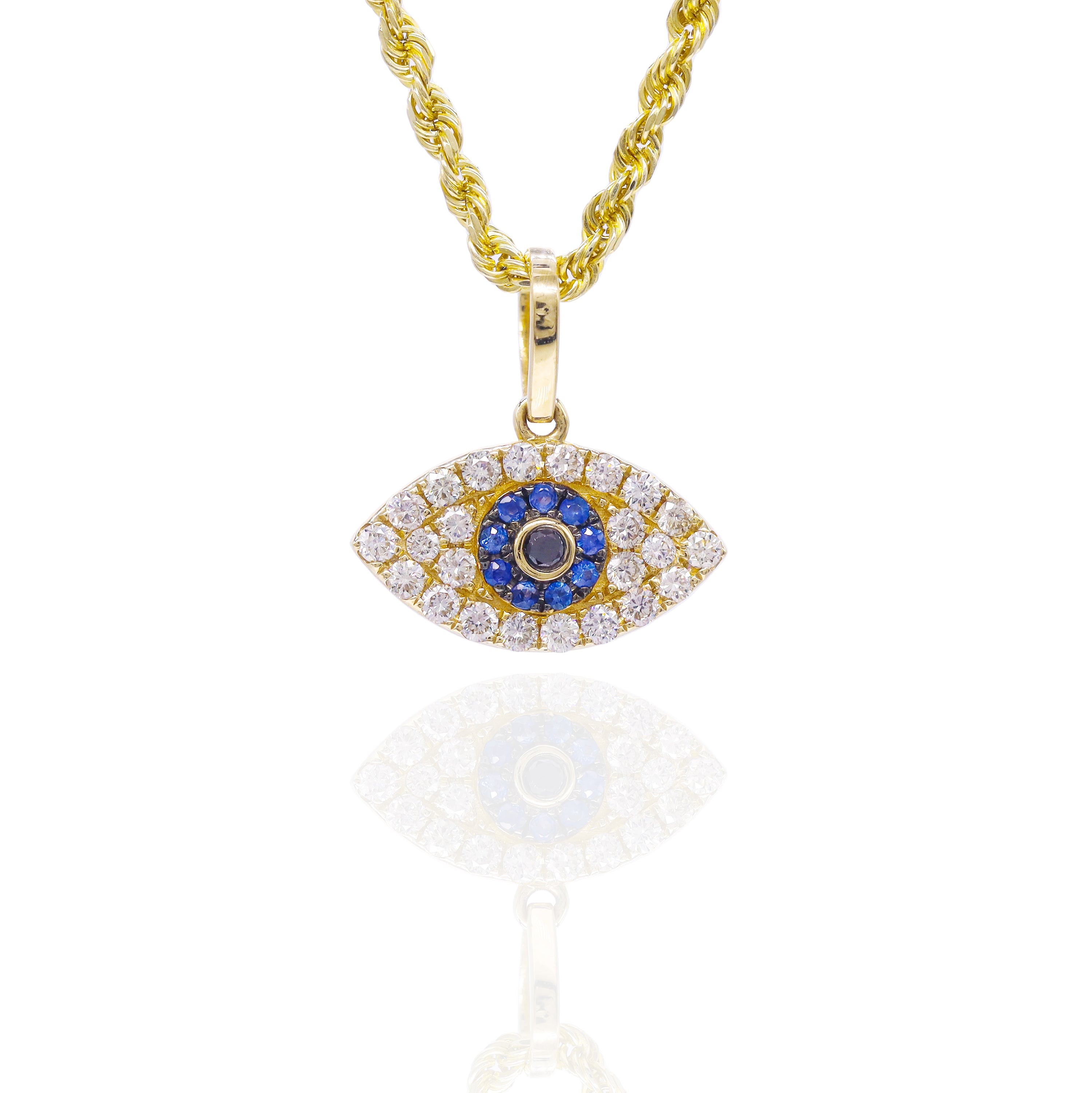 Diamond & Sapphire Evil Eye Charm Pendant