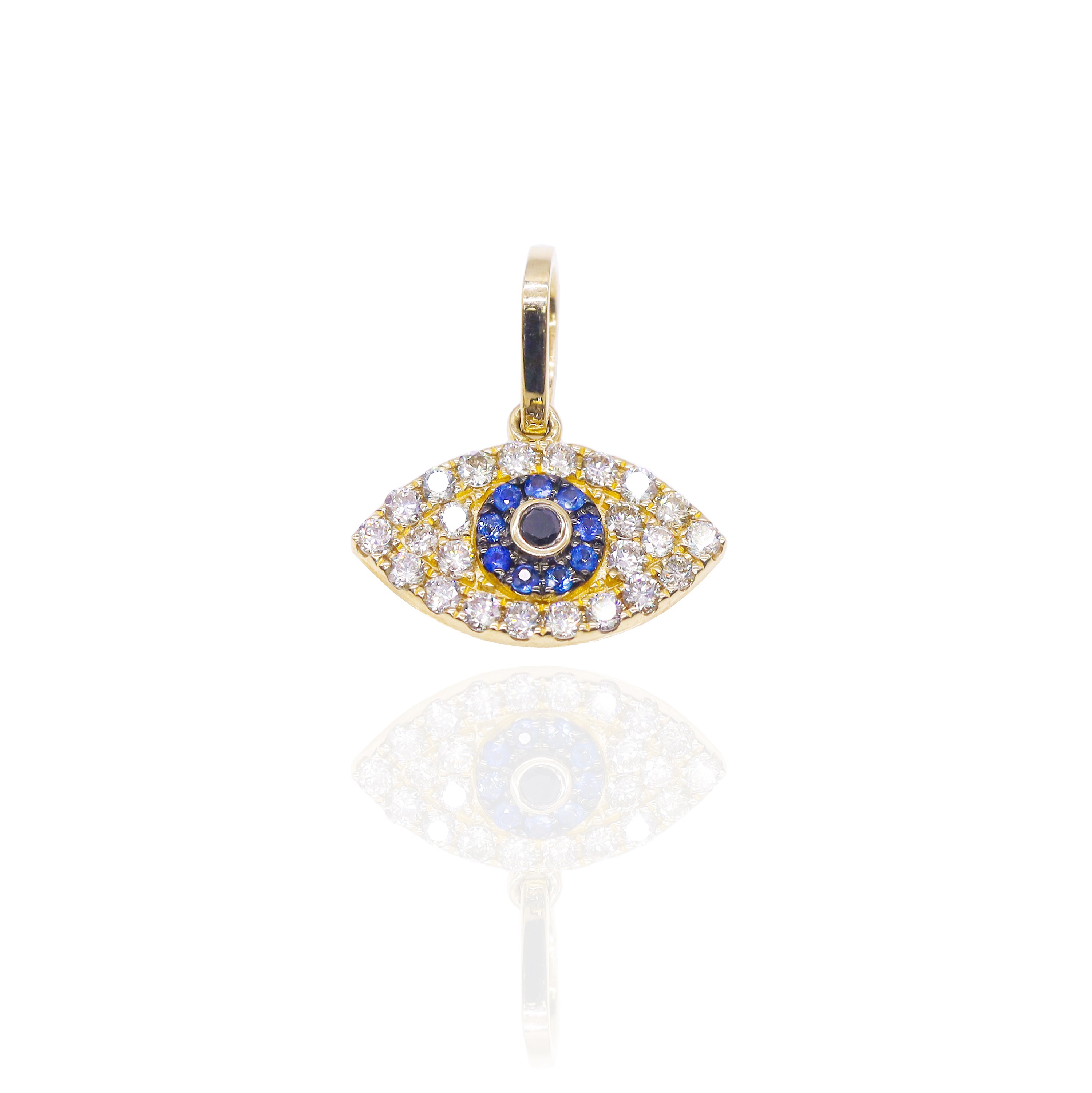 Diamond & Sapphire Evil Eye Charm Pendant
