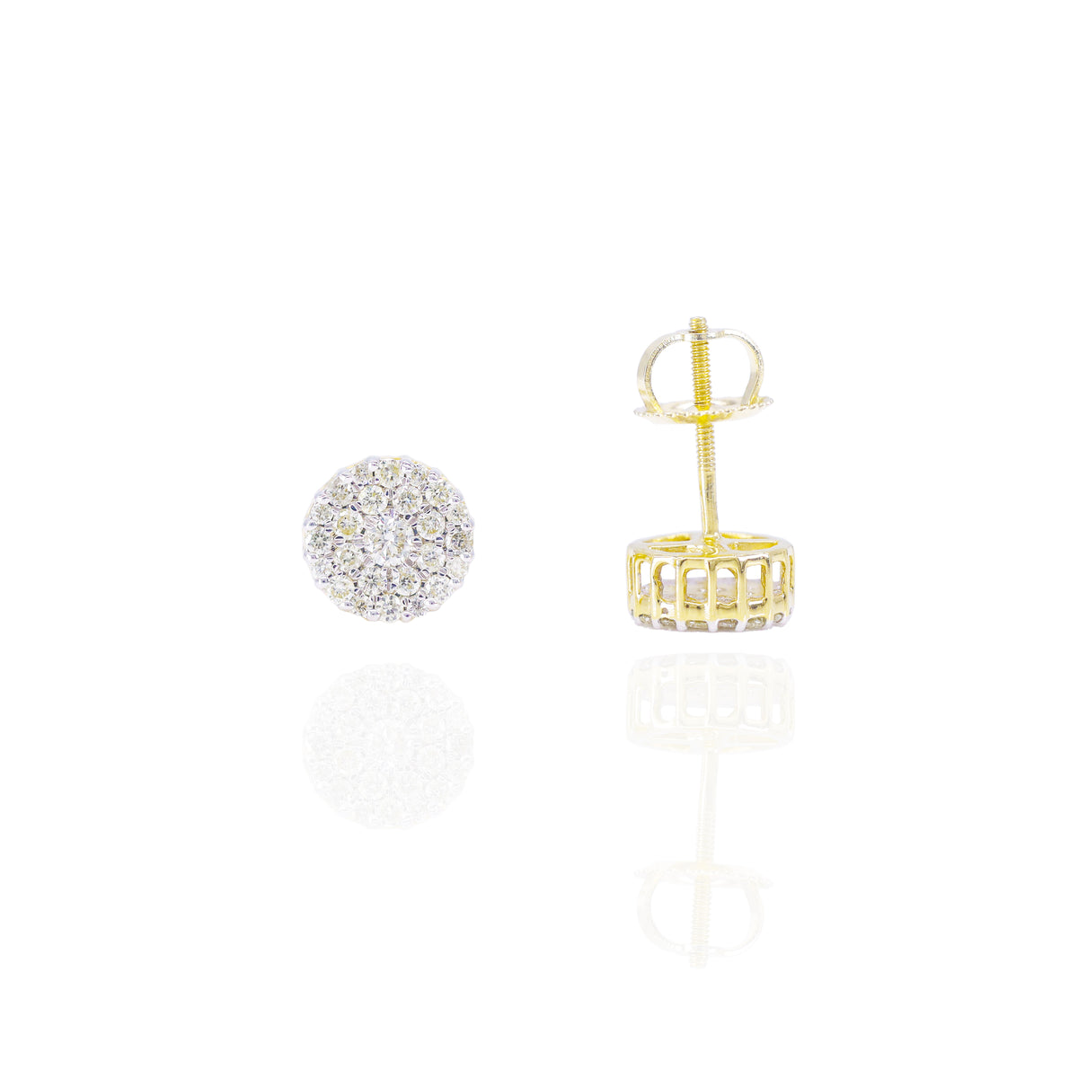 Center Stone with Double Row Diamond Earrings