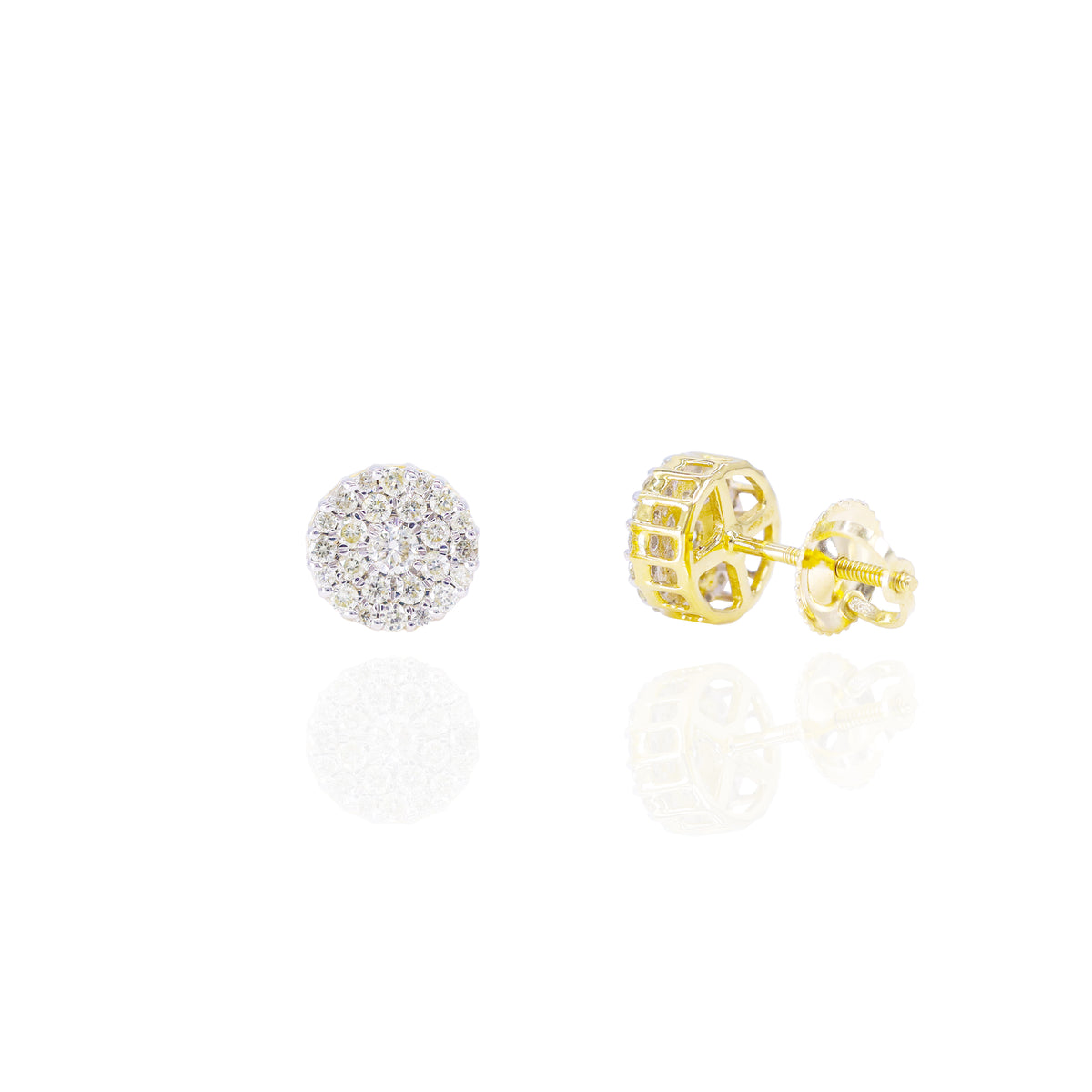 Center Stone with Double Row Diamond Earrings
