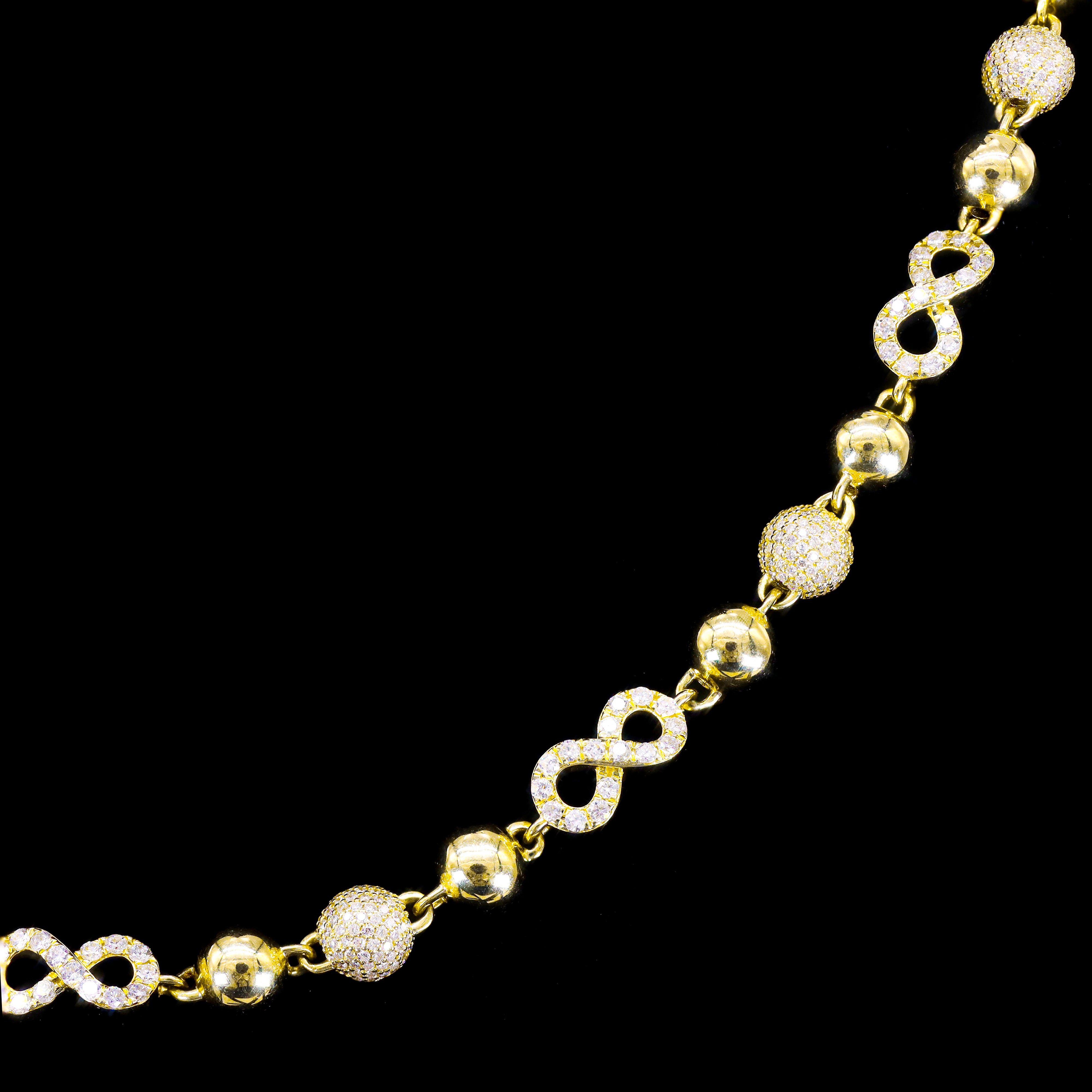 Clover/Infinity Ball Link Diamond & Gold Bracelet