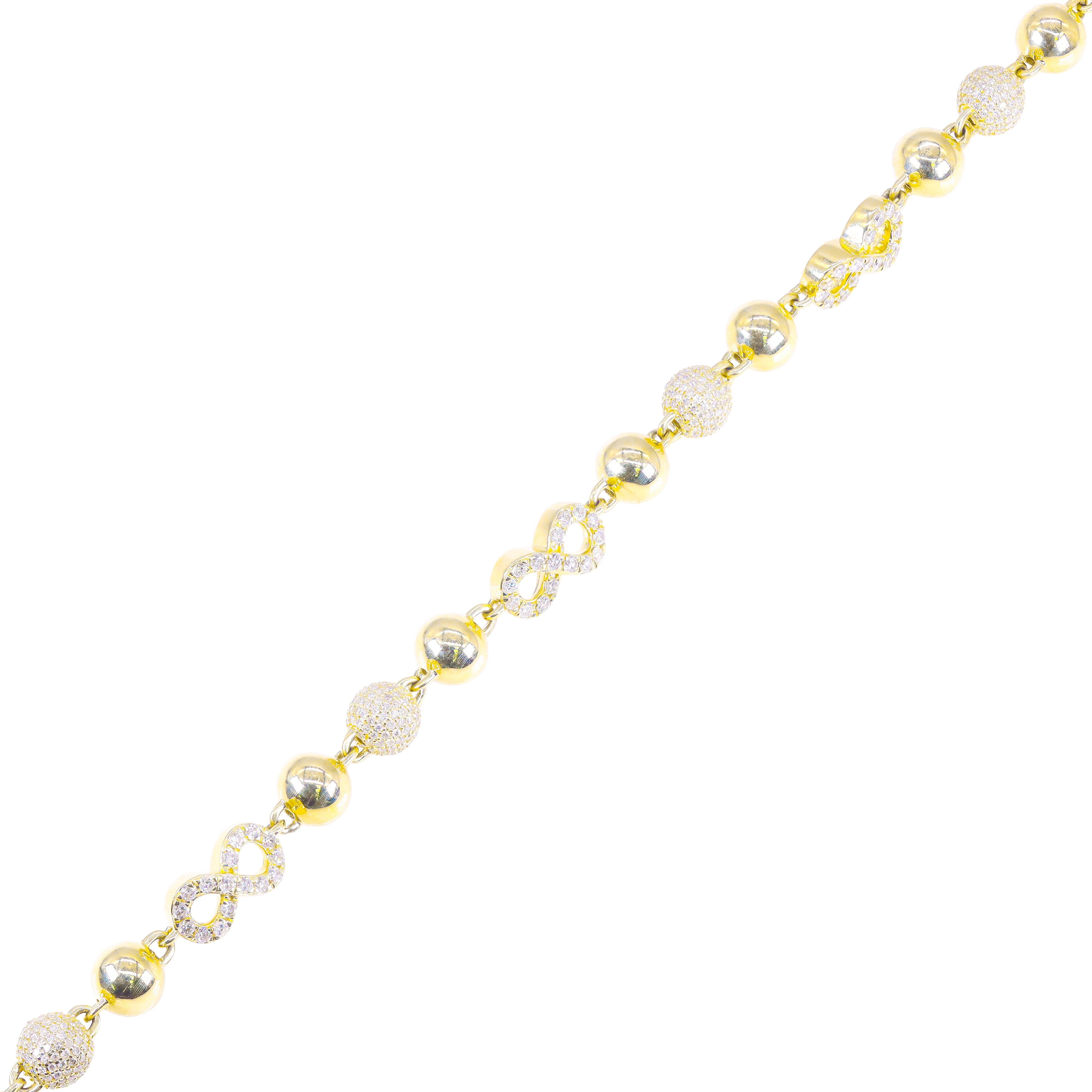 Clover/Infinity Ball Link Diamond & Gold Bracelet
