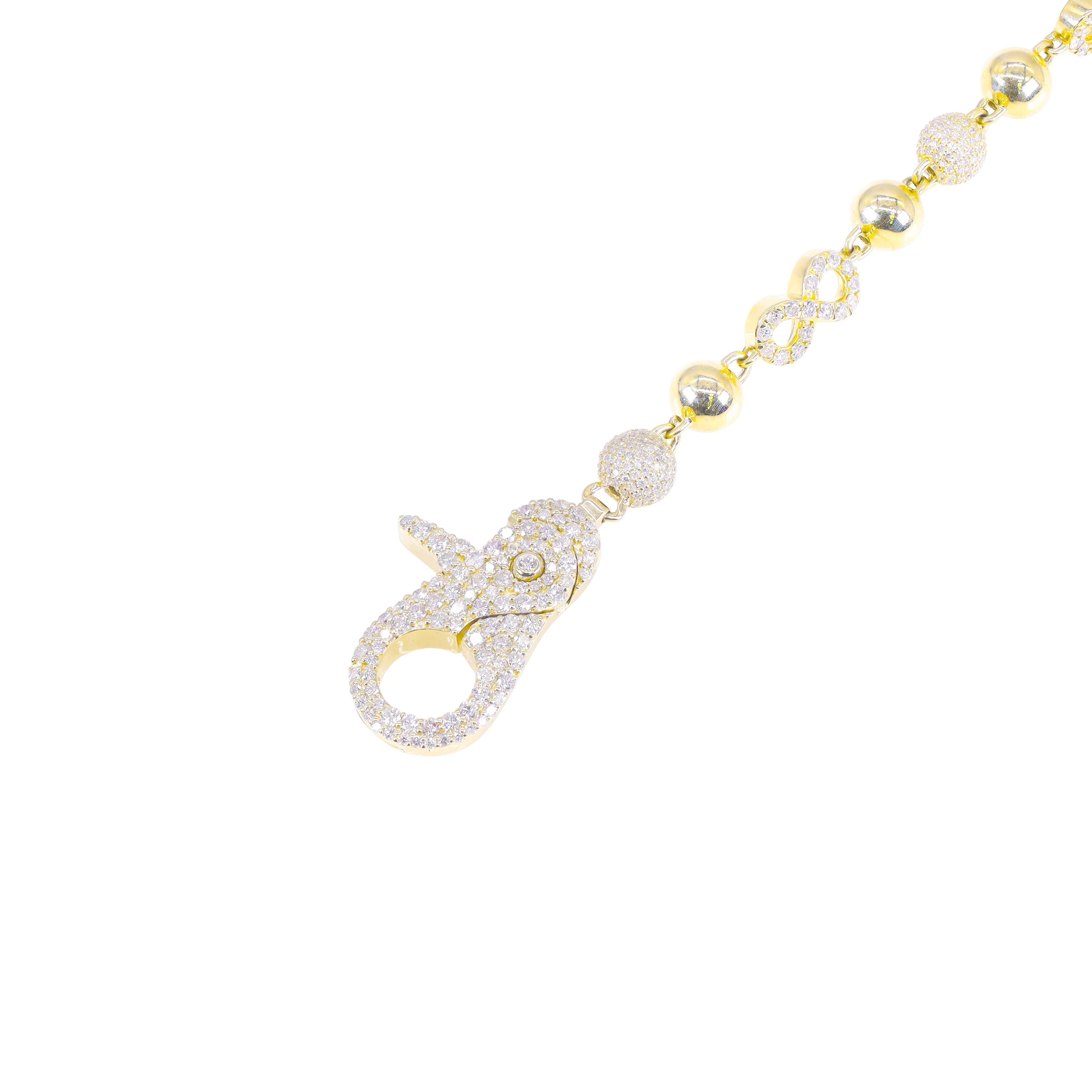 Clover/Infinity Ball Link Diamond & Gold Bracelet