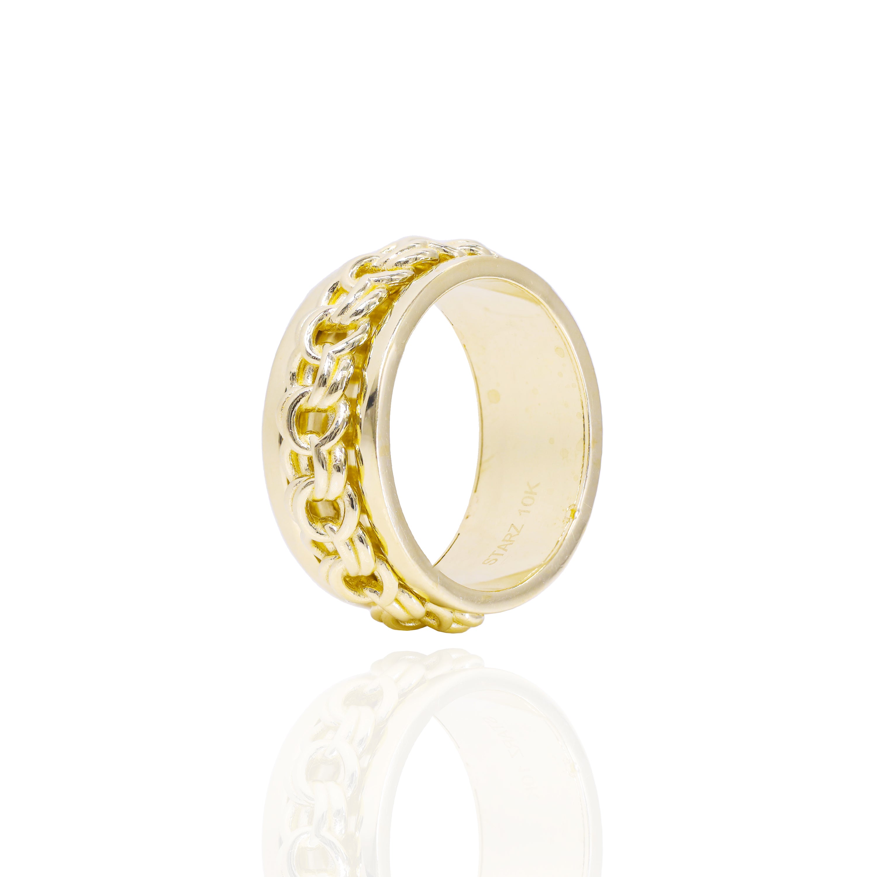 10KT Solid Gold Spinning Chino Link Gold Ring