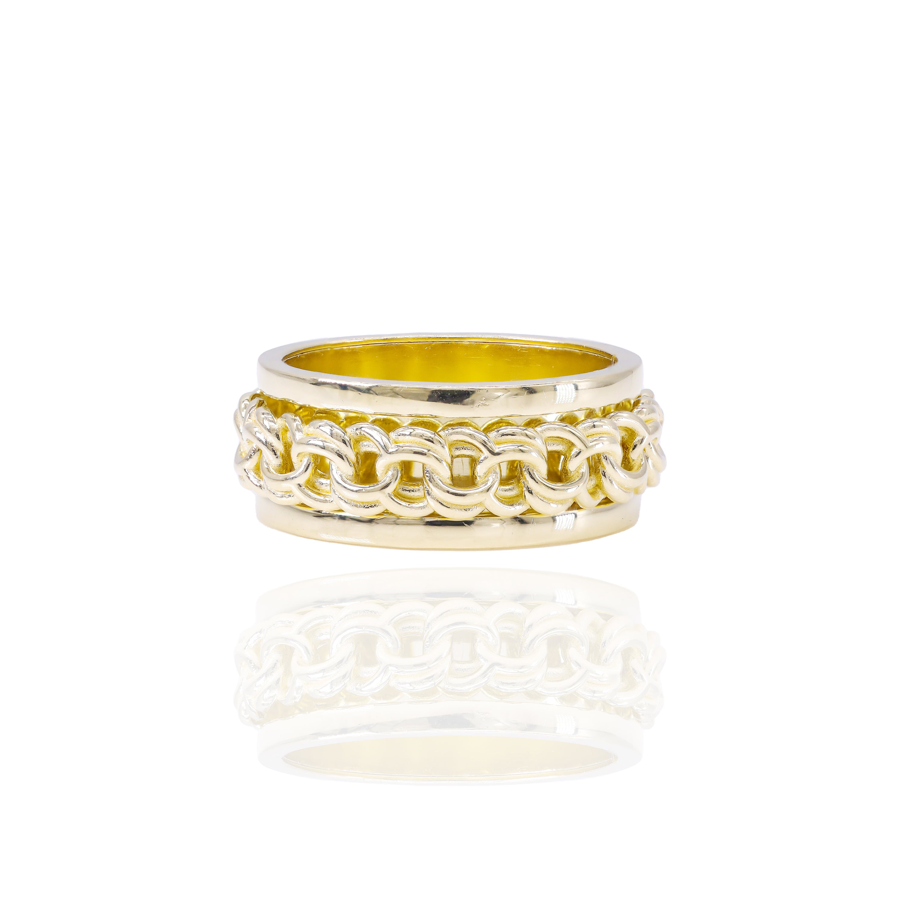 10KT Solid Gold Spinning Chino Link Gold Ring